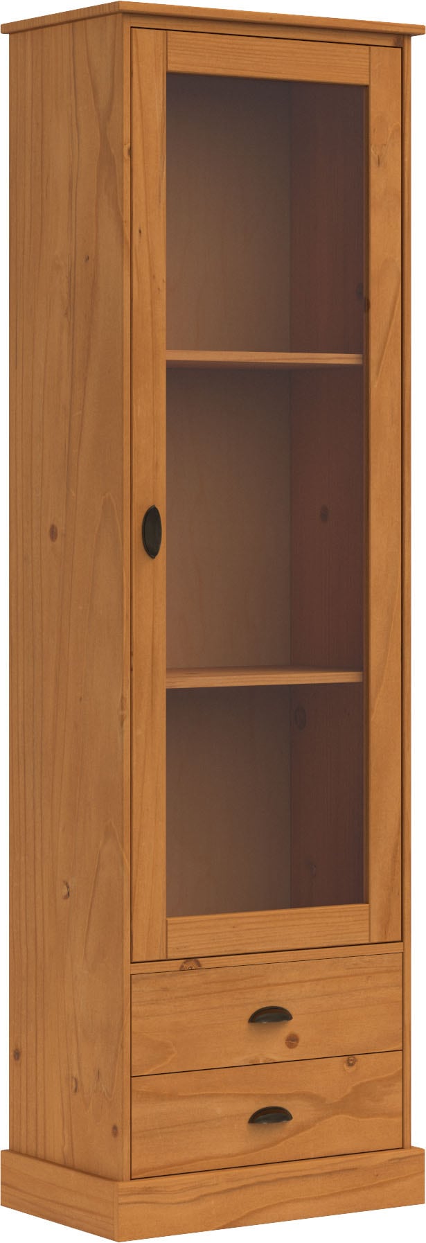 Home affaire Vitrine »Schröder« mit 1 Schiebetür, 2 Schubkästen, aus massivem Kiefernholz, Breite 55cm