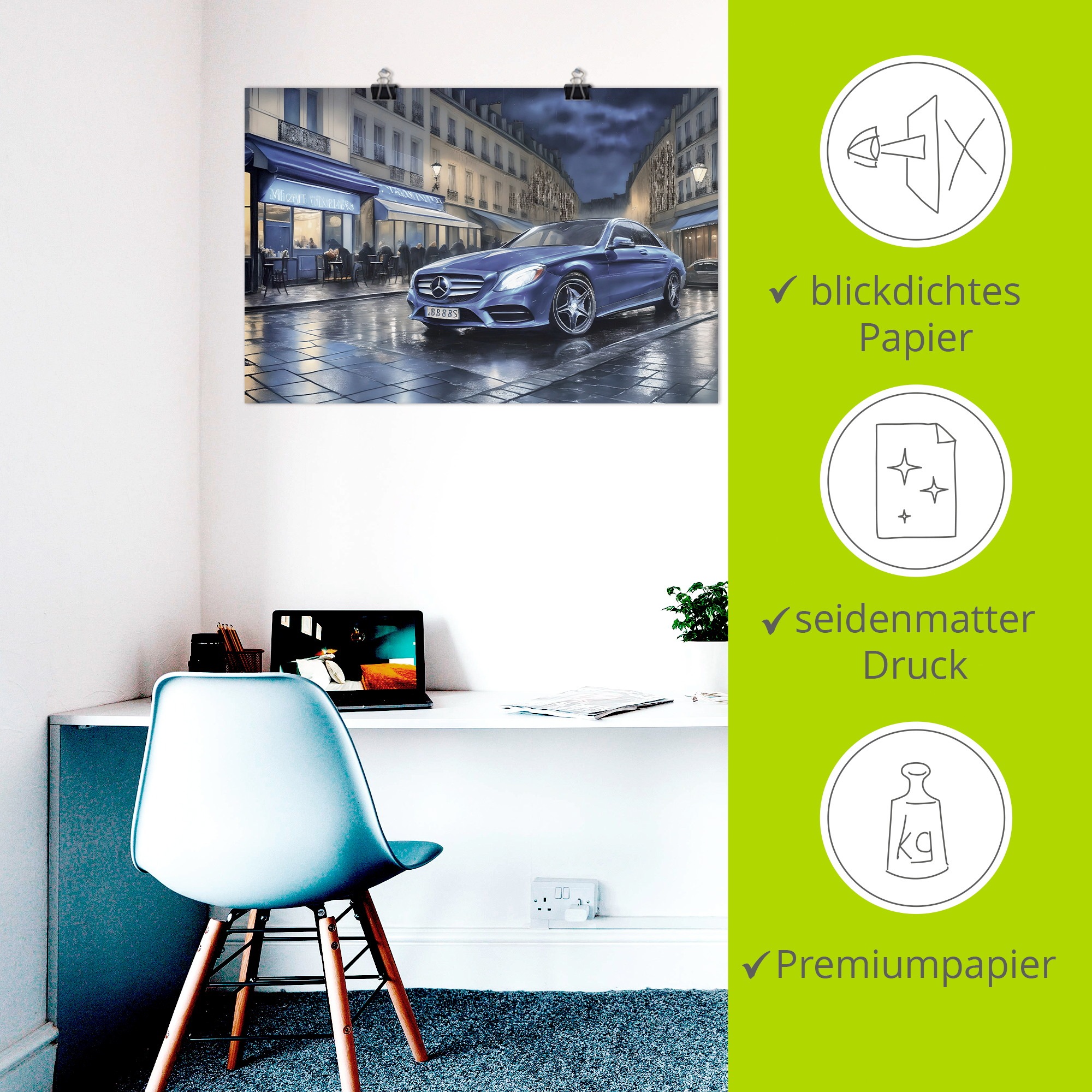 Artland Wandbild »Mit dem Mercedes nach Paris« 1 Stk. tlg. als Alubild, Leinwandbild, Poster, Wandaufkleber in verschied. Grössen