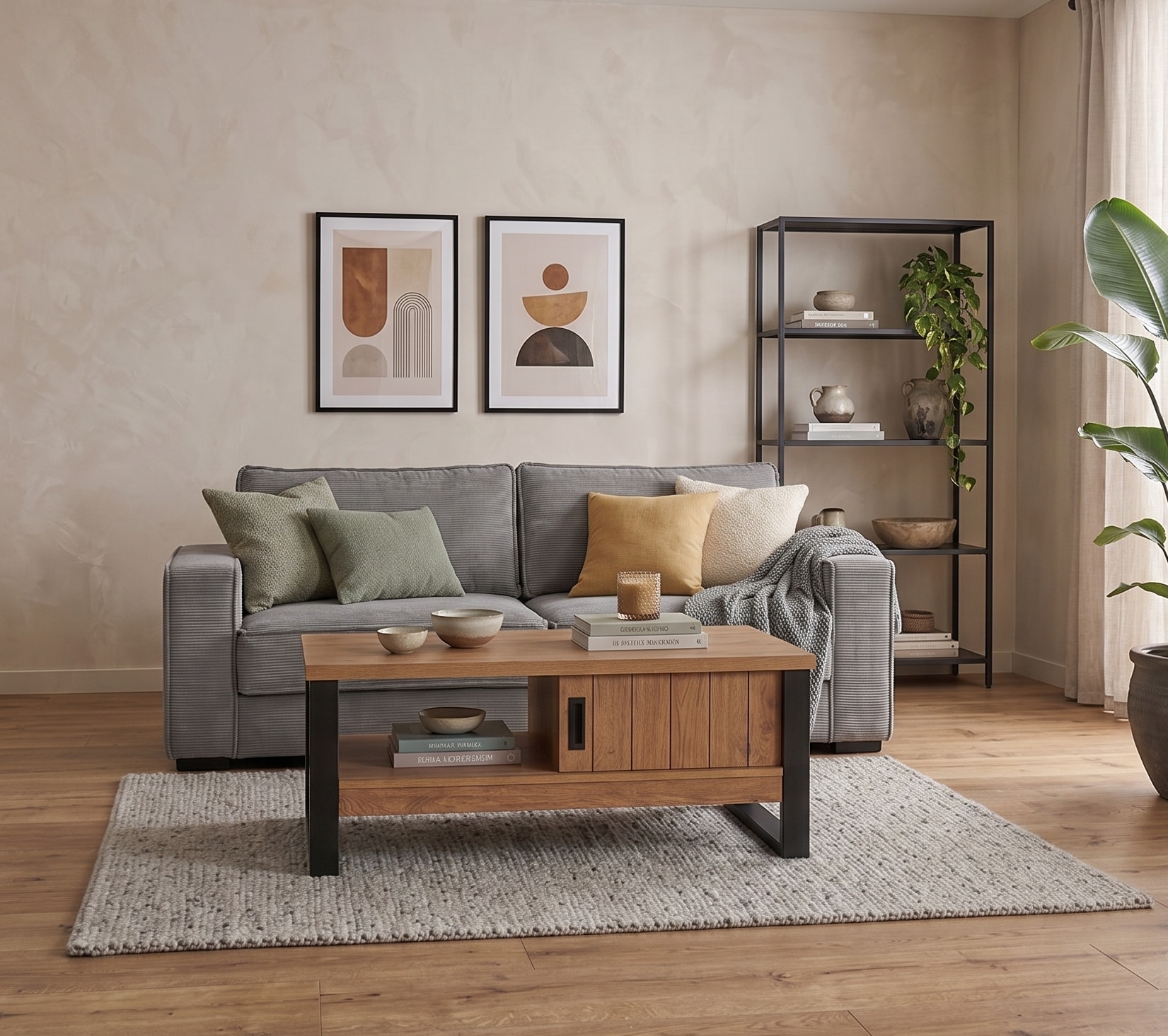 Jahnke Table basse »RIVA COFFEE« table basse avec rangement & portes coulissantes, effet chêne, largeur : 108,5 cm