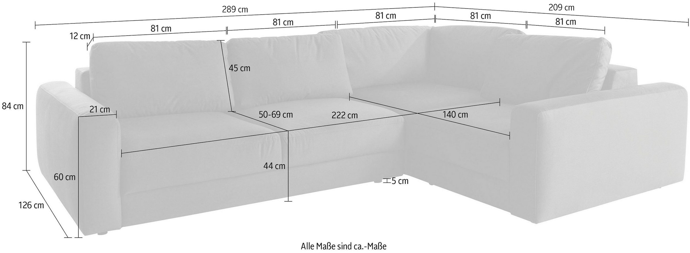 Home affaire Canapé d'angle »Bloomfield, Mega Polsterecke, Breite 289cm, viel Platz, L-Form« In verschiedenen Grössen