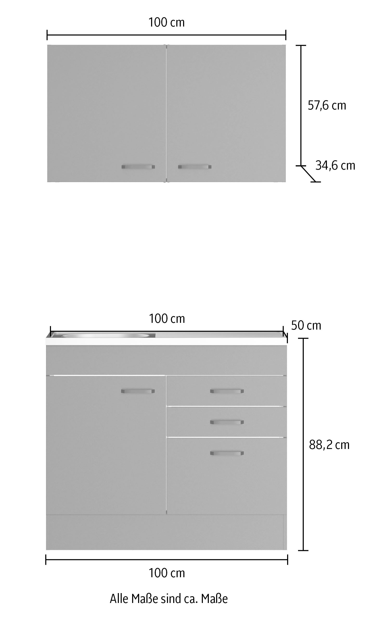 OPTIFIT Kitchenette »OPTImulti« Breite 100 cm, Tiefe 50 cm, mit Spülenauflage