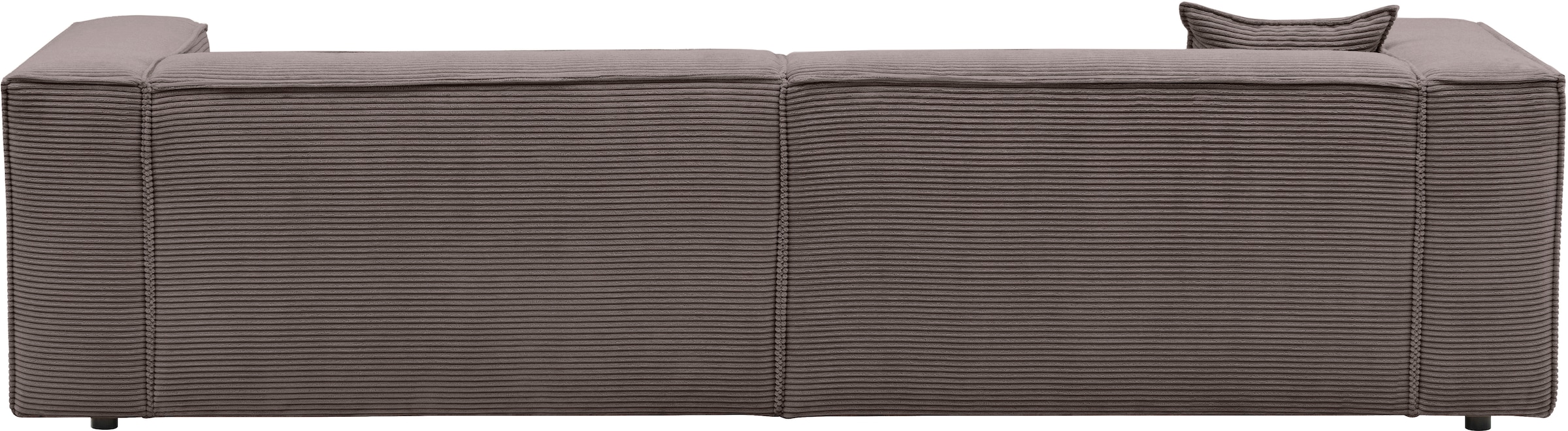 LeGer Home by Lena Gercke Canapé d'angle »PIARA mit Kedernaht, Cord, Leinenoptik o. Strukturstoff, Couch, L-Form« ottomane à droite/gauche au choix, pieds noirs, confort d'assise agréable