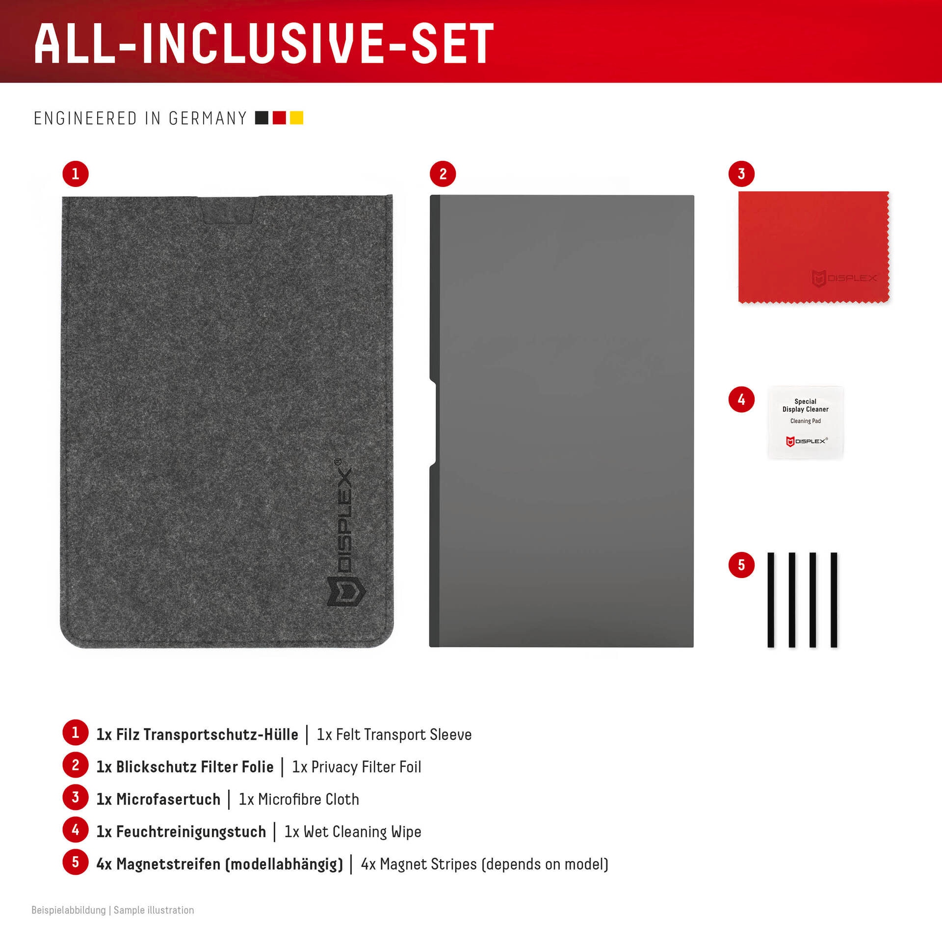 Displex Film de protection d'écran »Privacy Safe Magnetischer Blickschutzfilter Universal 16" (16:10)« für Universal 16" (16:10) Laptops und Notebooks Displayschutzglas, Schutzfolie, Bildschirmschutz, kratz- & stossfest