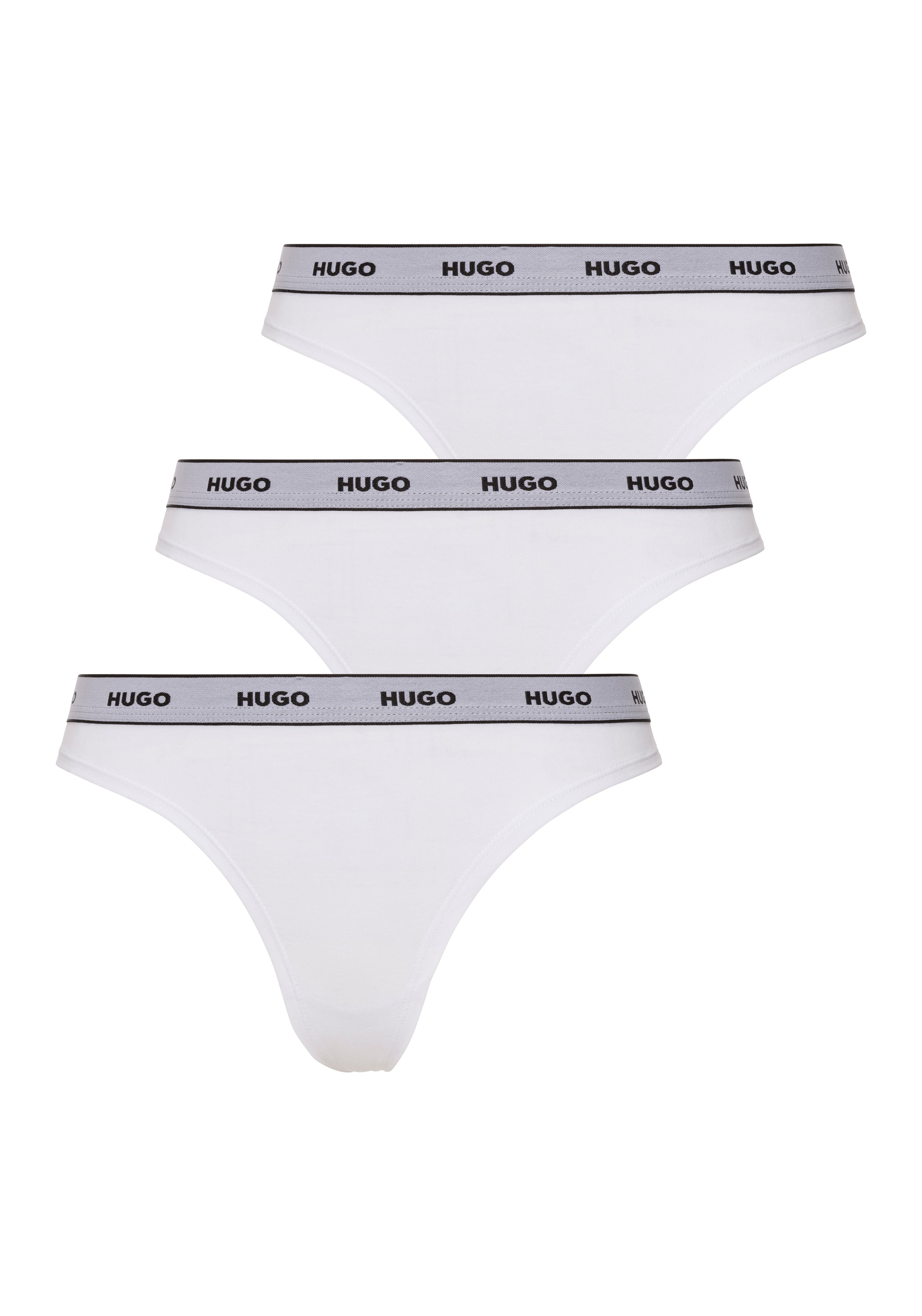 HUGO Underwear T-String »TRIPLET THONG STRIPE« Packung, 3, 3 Stk. mit Logoschriftzug auf dem Bund