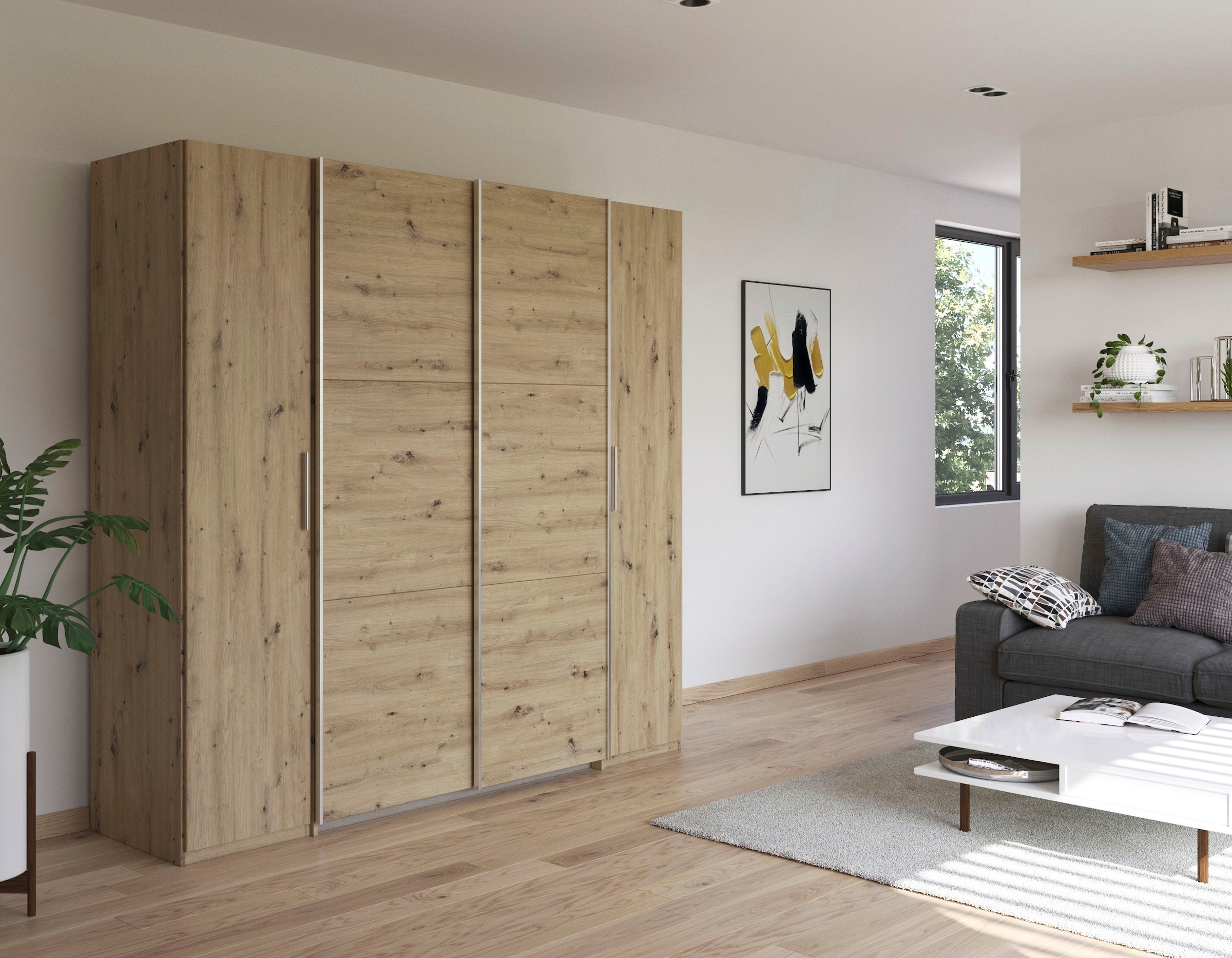 rauch Schwebetürenschrank »Kleiderschrank Drehtürenschrank Schrank Garderobe KRONACH« in 3 Ausstattungen BASIC/CLASSIC/PREMIUM, Breiten 225/268/311/354 cm,  mit Dreh- und Schwebetüren und vielen Einlegeböden MADE IN GERMANY