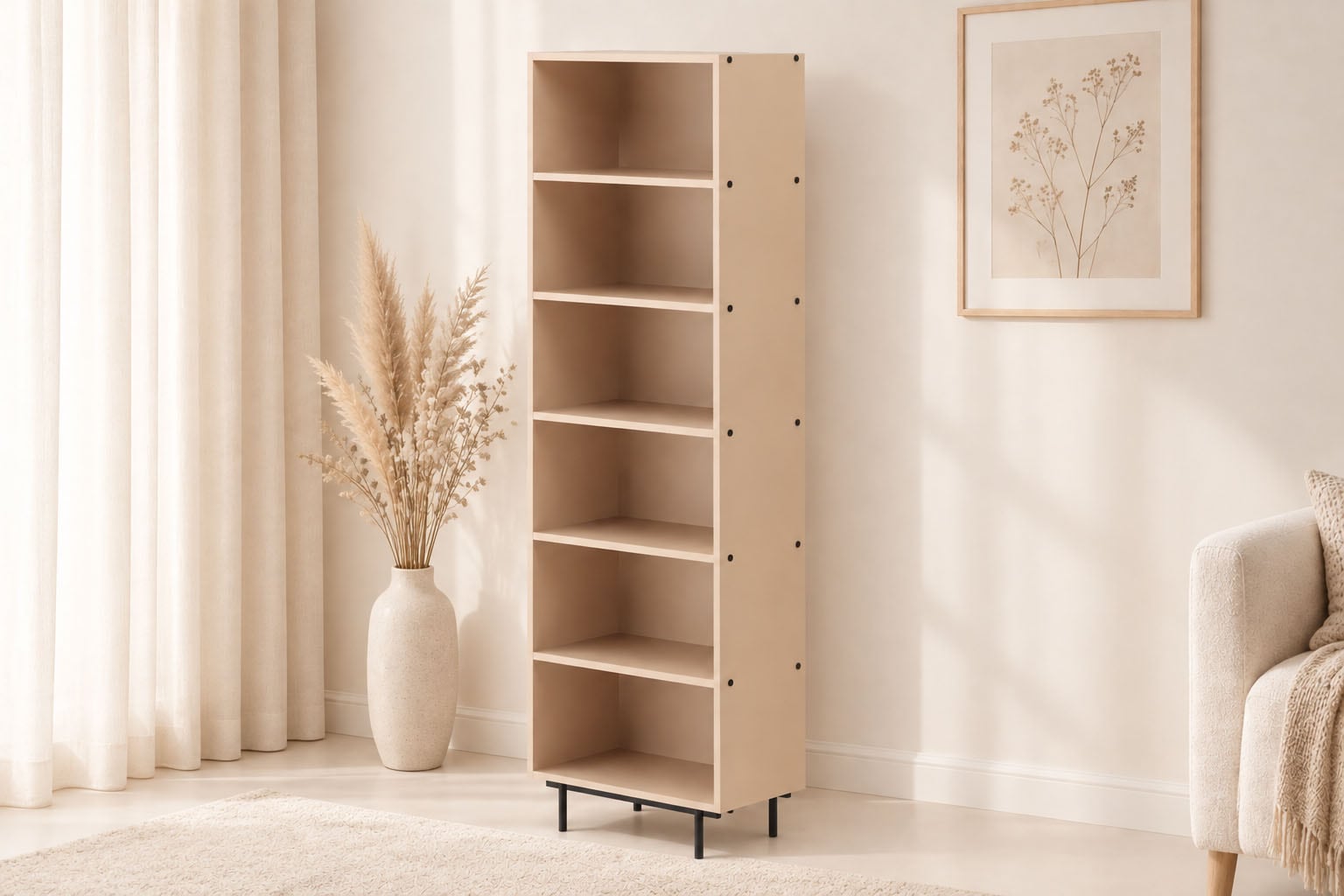 Home affaire Étagère sur pied »Arrocco: Schlankes Regal in 2 Farben mit Metallelementen, stilvoll« B/T/H: 60,8/35/195cm, 5 offene Fächer, viel Platz, Made in Poland
