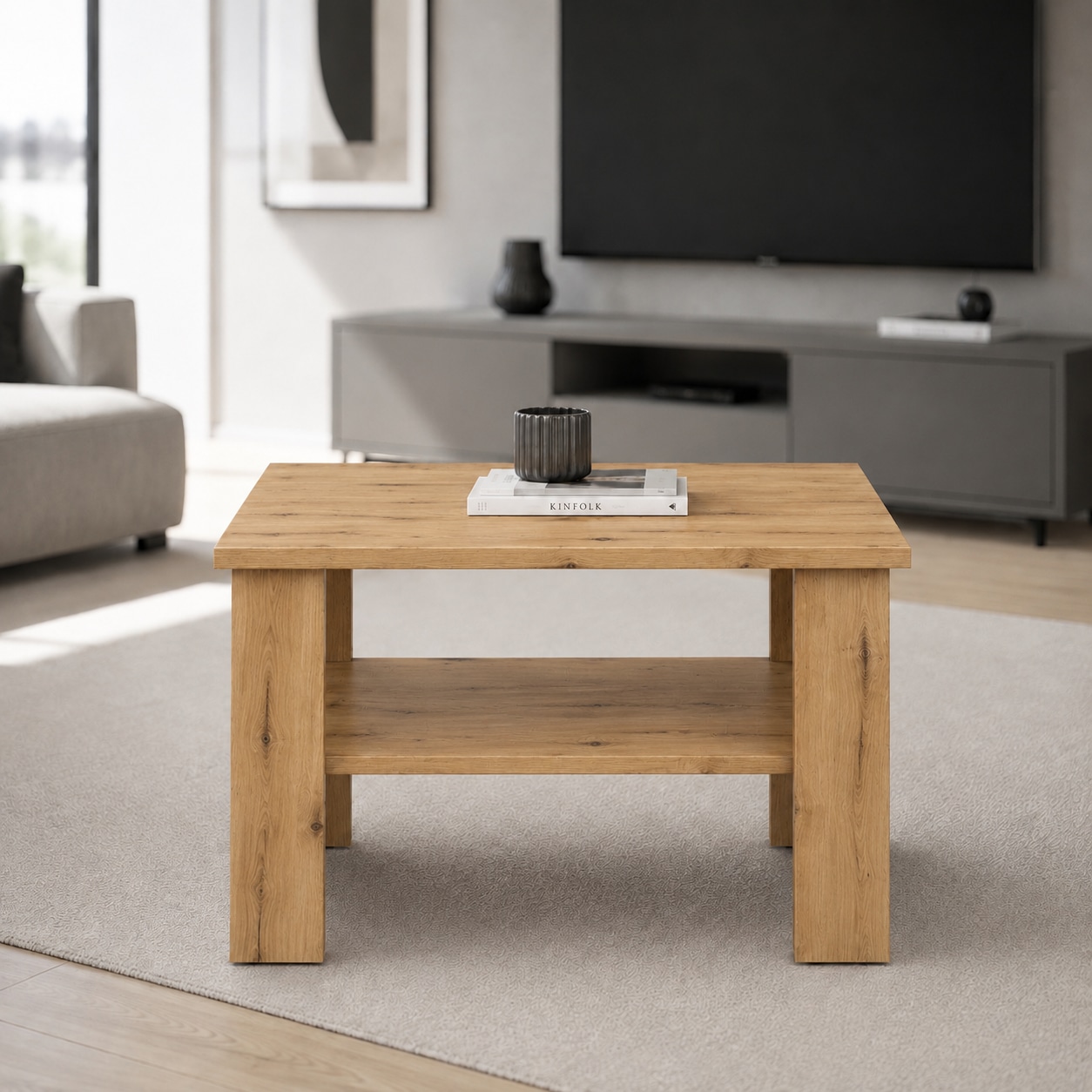 GOODproduct Table basse »CT 2 Wohnzimmertisch, Sofatisch, Beistelltisch, Kaffeetisch« Avec rangement, carré/rectangulaire, laqué blanc brillant ou décor Artisan
