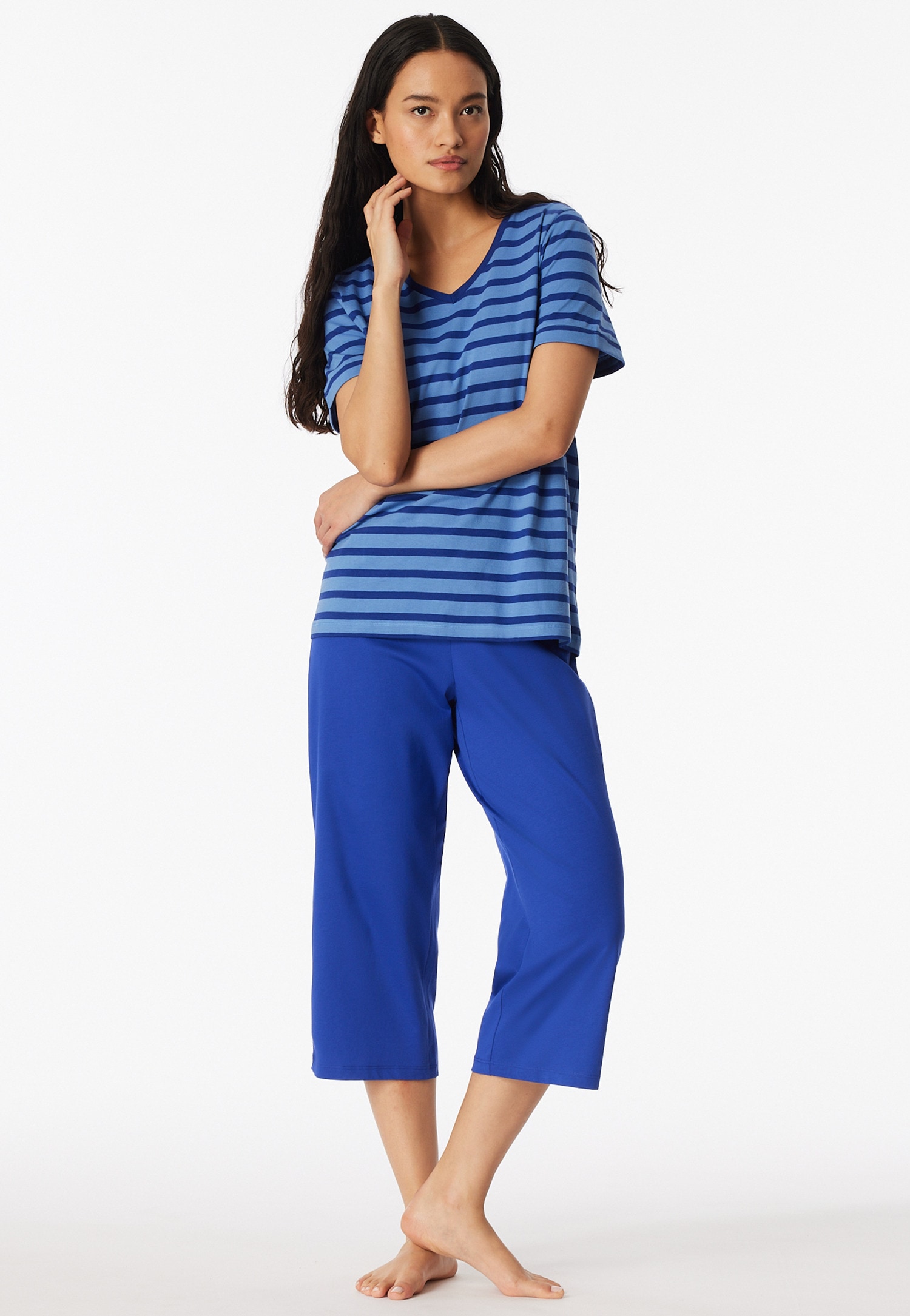 Schiesser Pyjama »Casual Essentials« 2 pièces,  avec manches retroussées à la mode