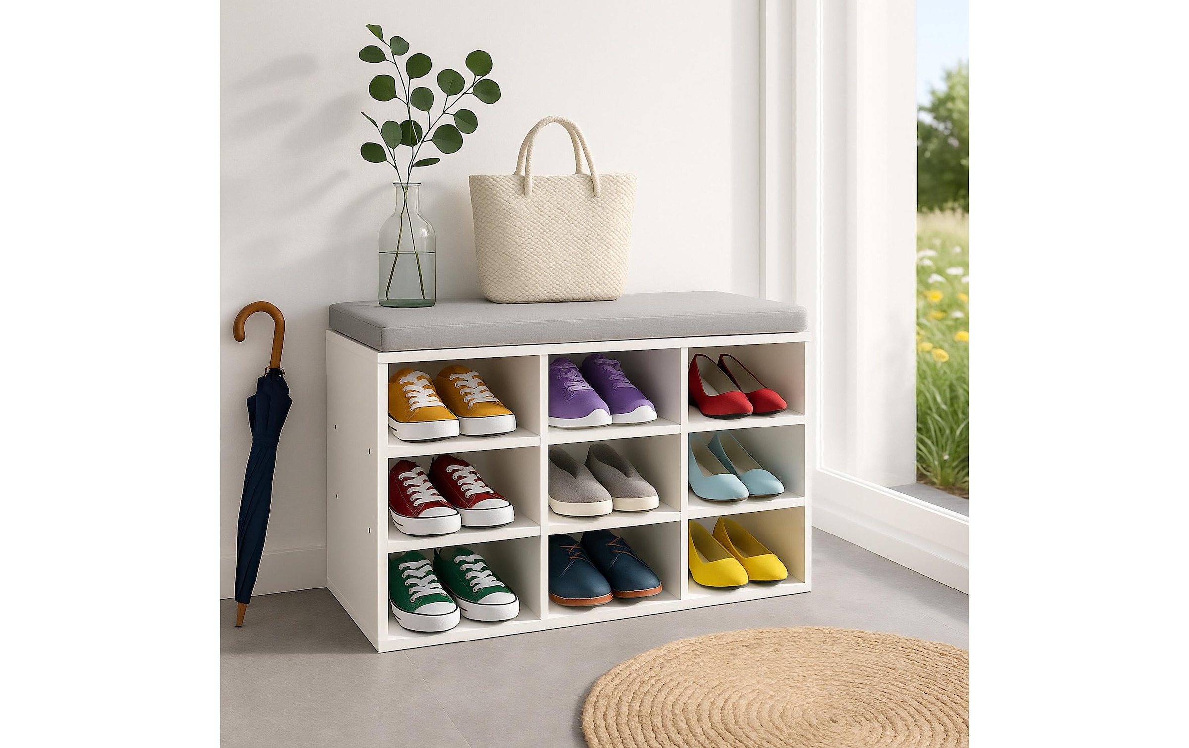 relaxdays Schuhschrank »mit Sitzfläche mit 9 Fächern«