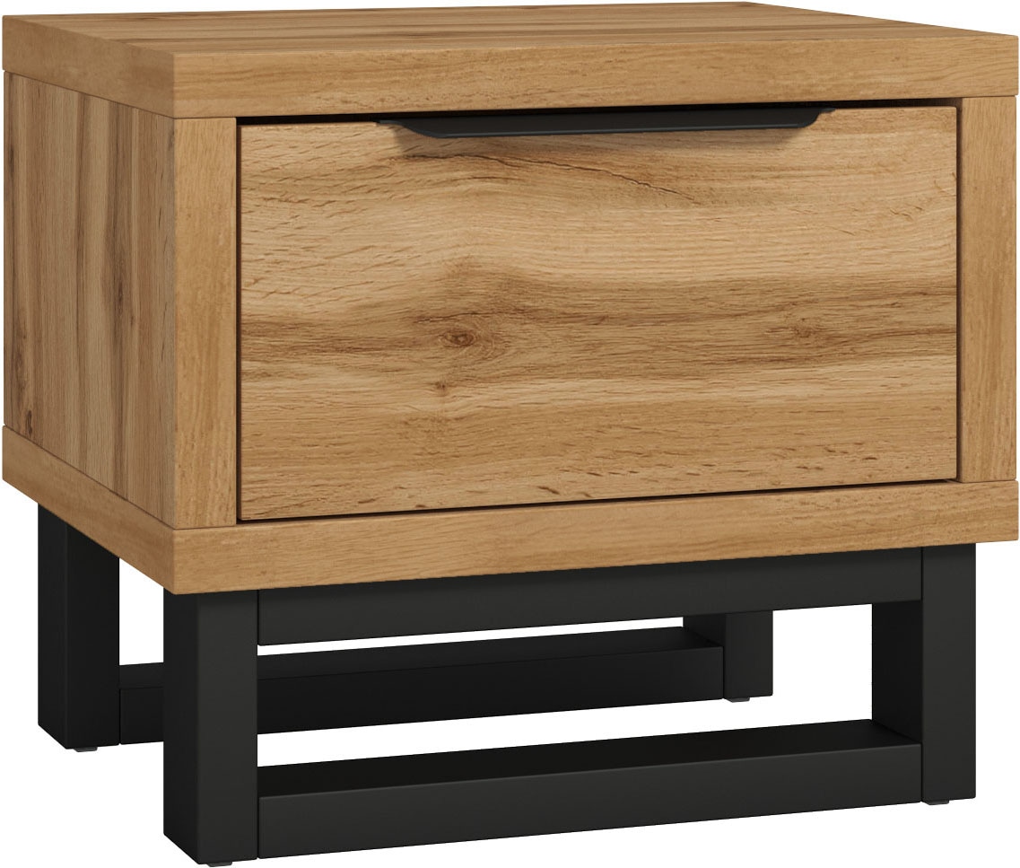Home affaire Nachtkommode »Bronne, Breite 55 cm, Nachttisch mit 1 Schublade« Moderner Nachtschrank, Metallgriff, Füsse in Kufenform