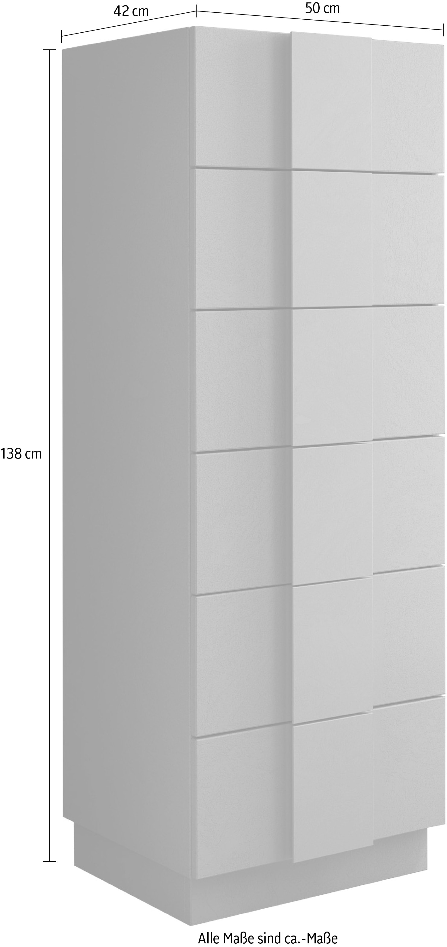 Home affaire Schubkastenkommode »Jupiter, Kommode, Beistellkommode, Hochkommode, 6 Schubladen« B/T/H 50/138/42 cm, moderne Griffblende, trendiges Steingrau, kompakt