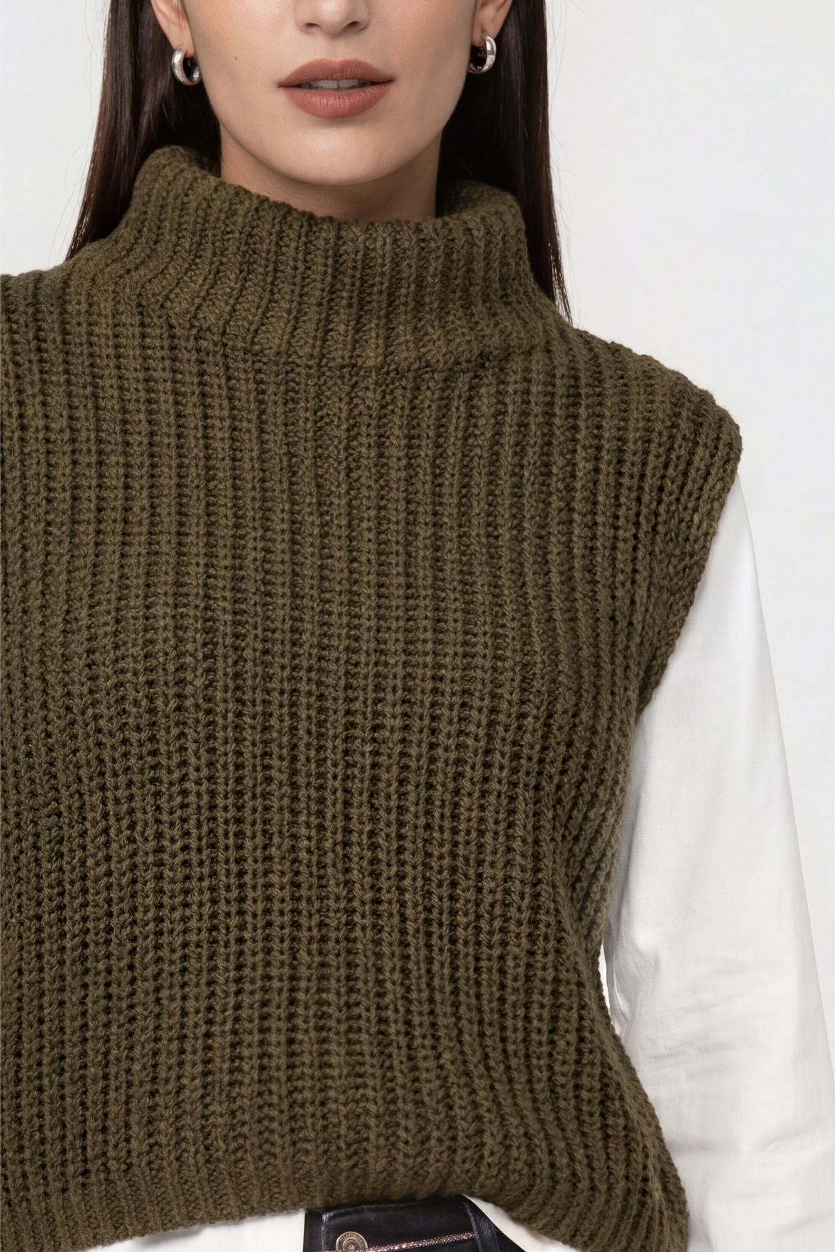 Monari Pull-over »Pullunder Basic Chenille« coupe régulière avec col montant