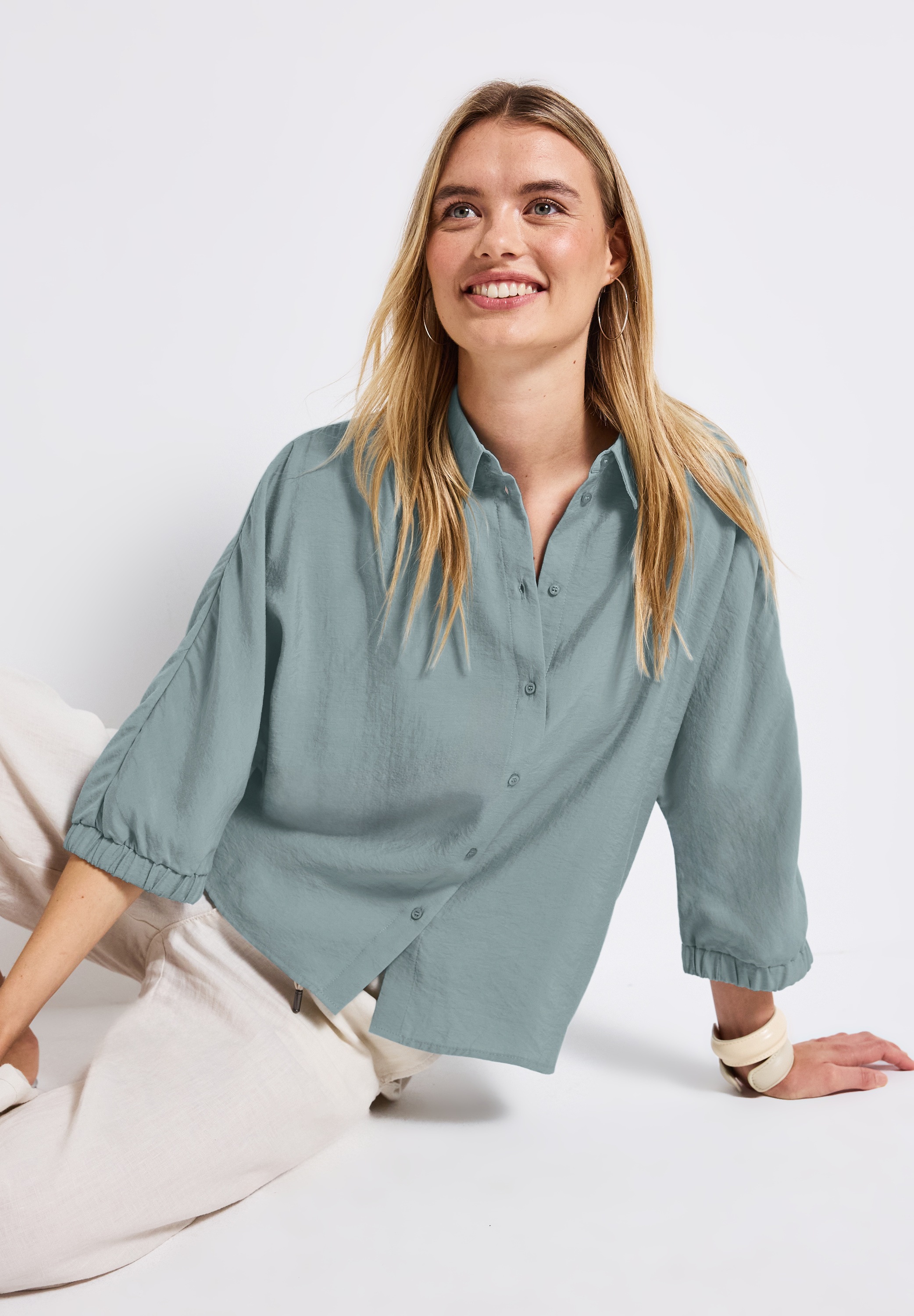STREET ONE Blouse chemise , Kurzarm mit elastischen Bündchen
