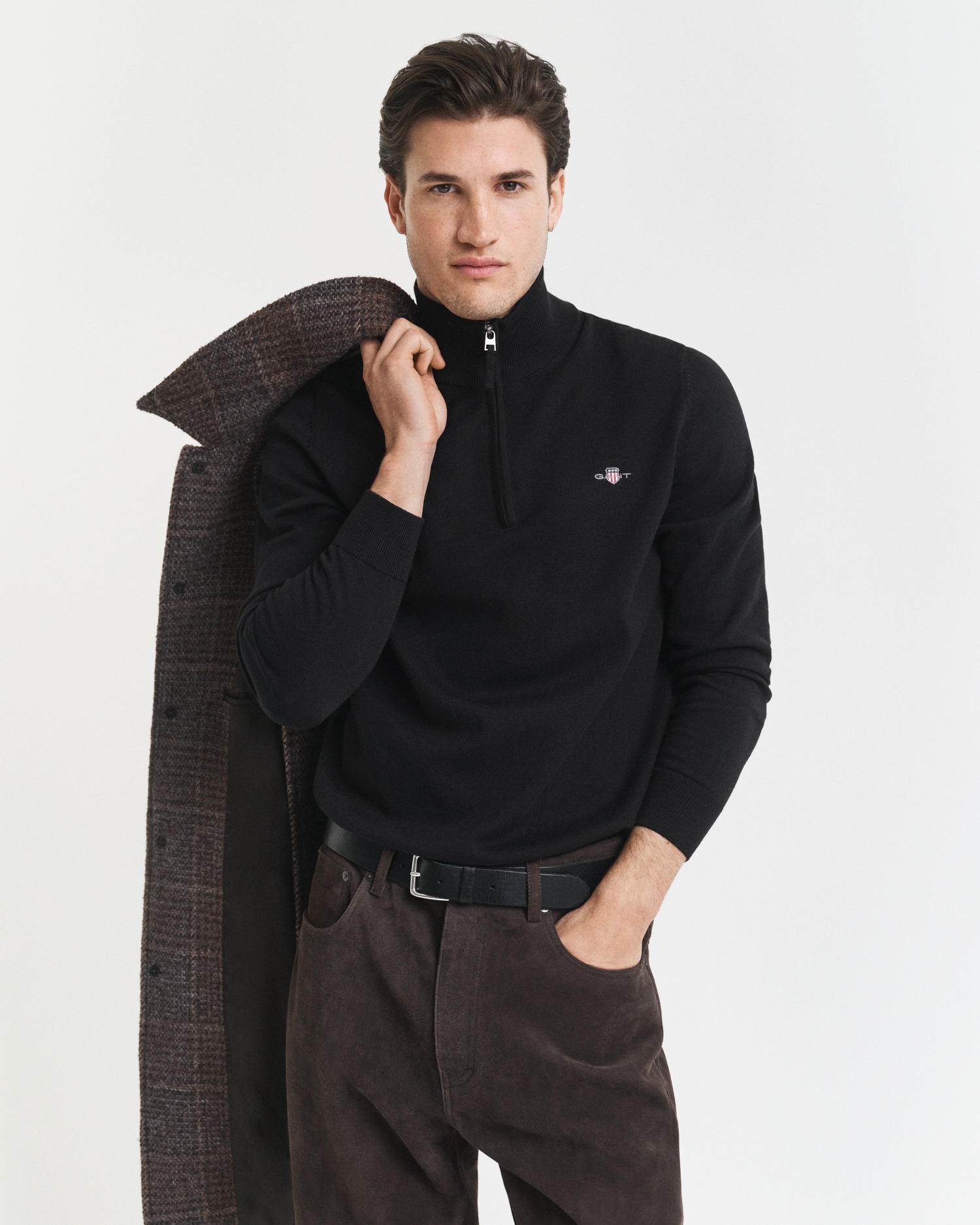 Gant Troyer »CLASSIC COTTON HALF ZIP« mit gerippten Details