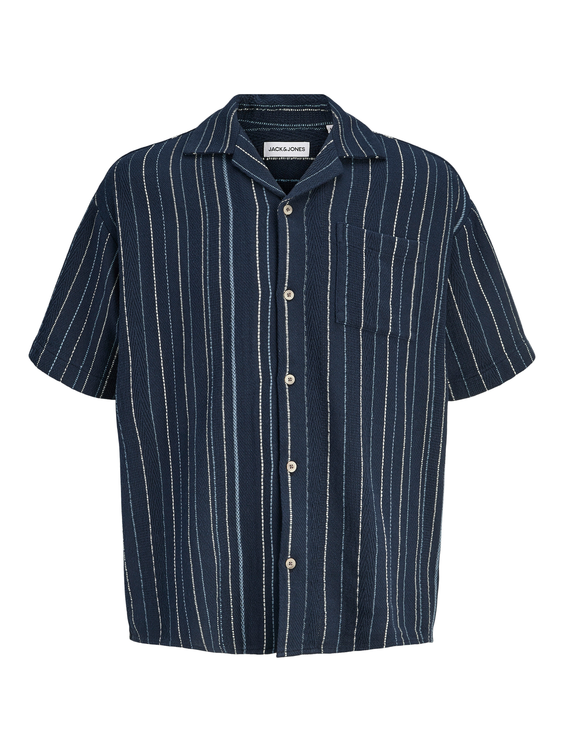 Jack & Jones Kurzarmhemd »JJEBRADLEY STRIPED RESORT SHIRT SS LN« Baumwolle, loose fit
