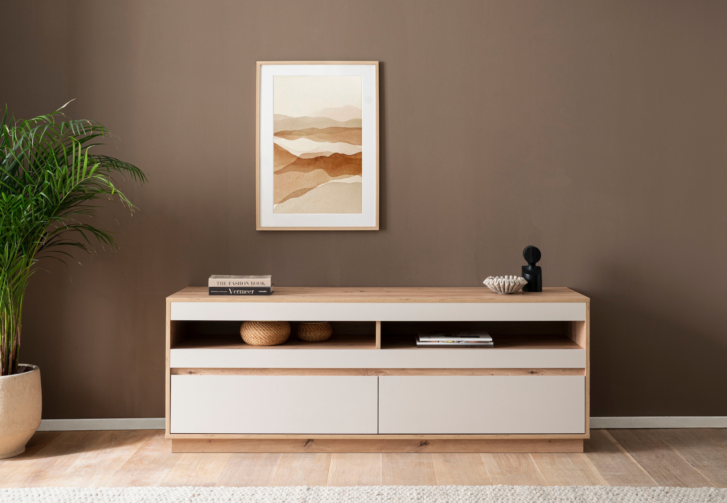 Home affaire Table basse »Sonora, moderner TV-Unterschrank, Kommode in Eiche Artisan, TV-Schrank« filigrane Rahmenoptik, ausreichend Stauraum, vielseitig einsetzbar