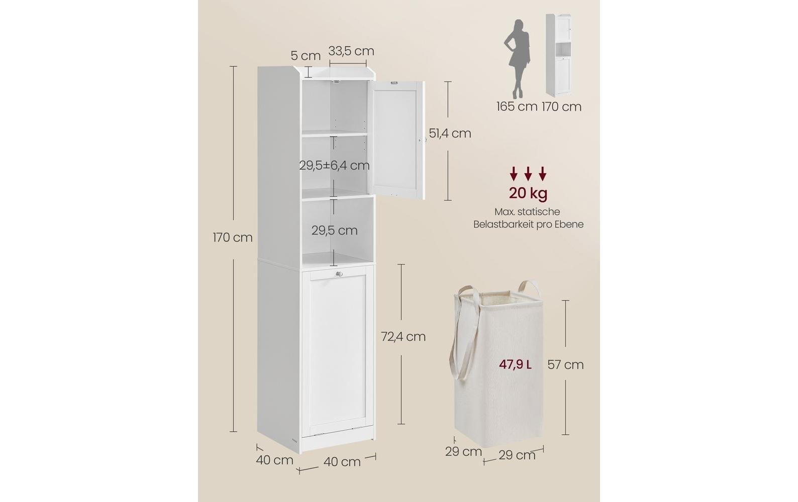 VASAGLE Badregal »40 x 170 cm«