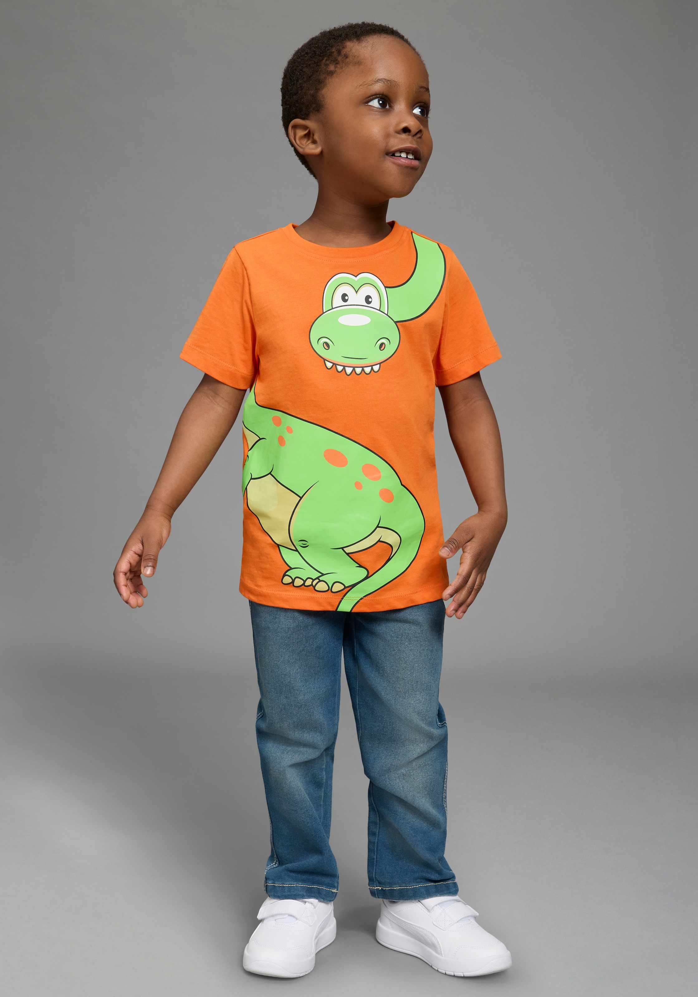 KIDSWORLD T-shirt »Mit grossem Druck: GREEN DINO« Kurzarm,  Basic-Passform,  bedruckt,  Rundhalsausschnitt