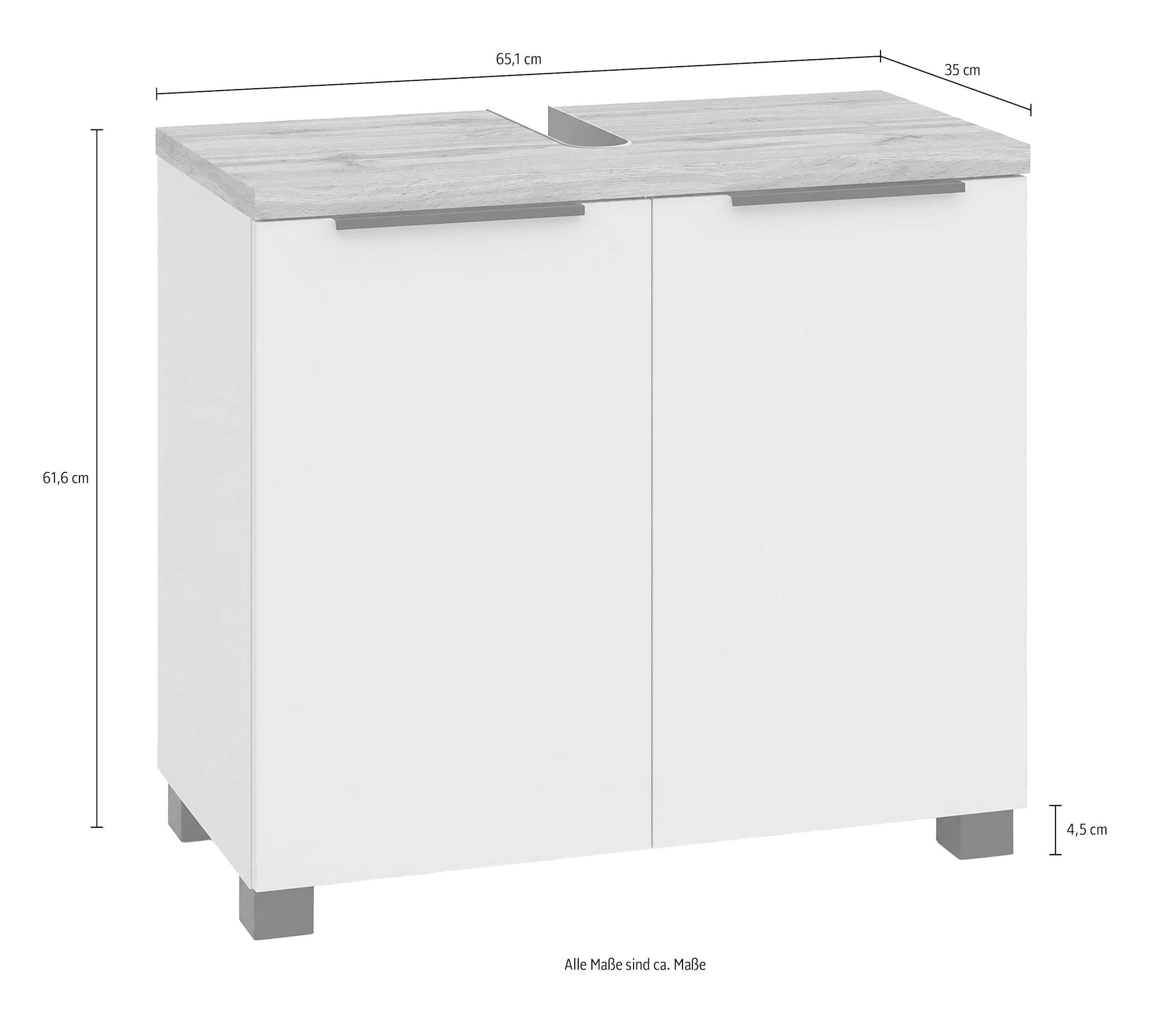 Schildmeyer Armoire sous lavabo »Saga, mit fühlbarer Holzstruktur, Breite 65 cm, Made in Germany« 1 cuis tlg. décor chêne campagne avec structure palpable, Fabriqué en Allemagne