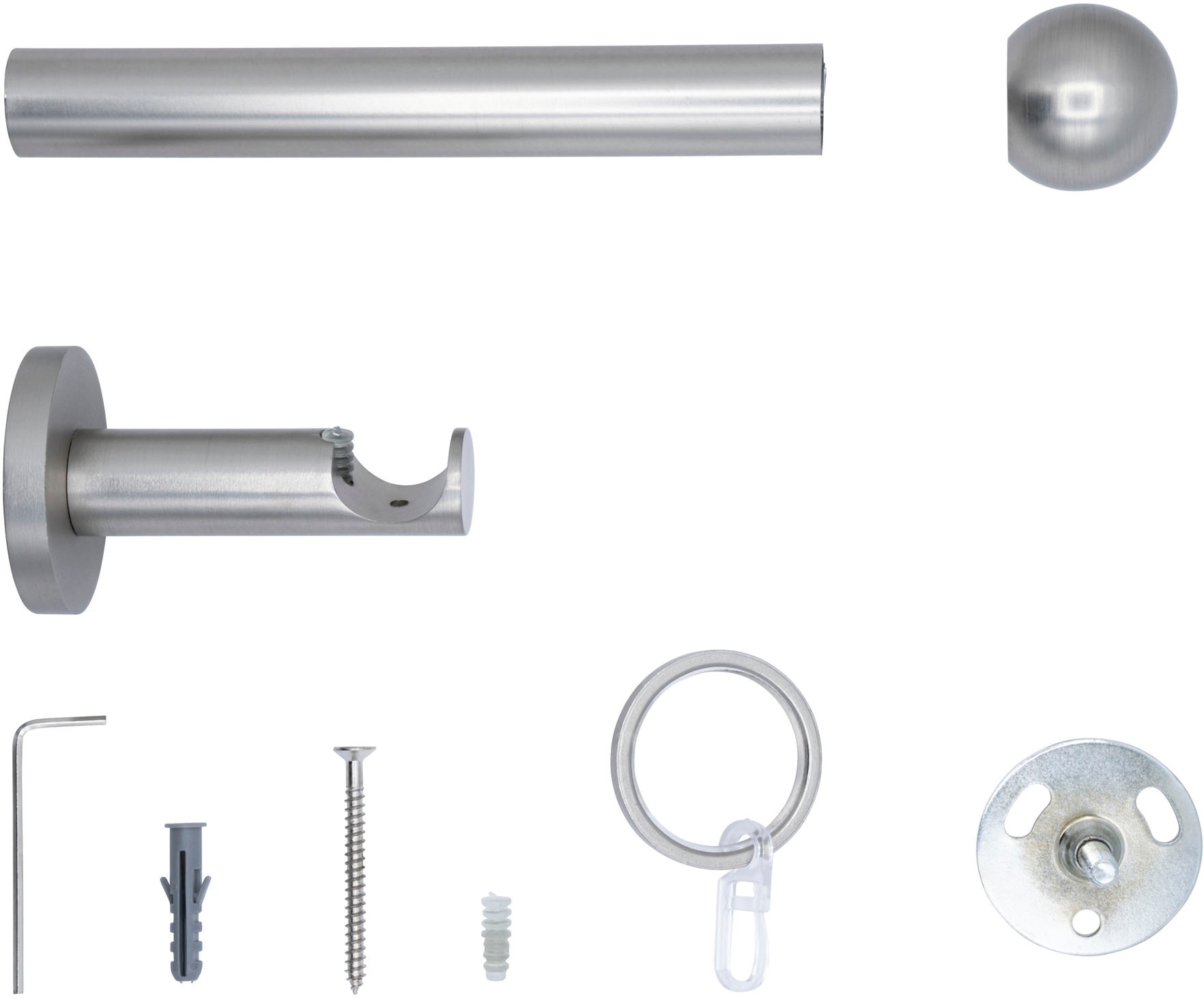 mydeco Tringle à rideaux »20mm Ball Wandträger 6,5 cm« 1 läufig-läufig Fixmass