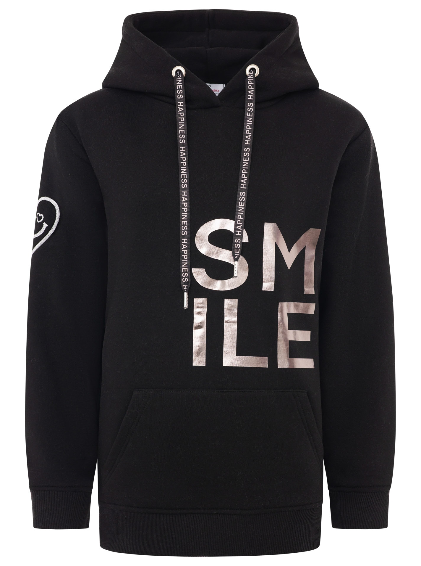 Zwillingsherz Hoodie »"Alissa Shiny"«, glänzender Print, Daumenloch, Kordel, gesticktes Herz am Ärmel
