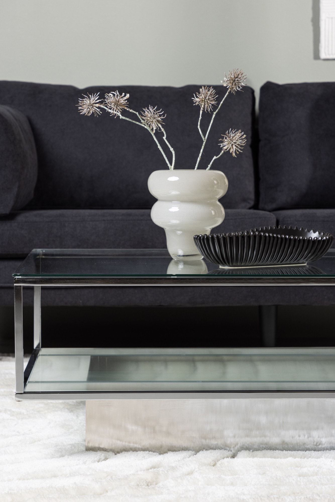 Venture Home Table basse »Maglehem, rechteckiger Couchtisch mit Glasplatte, 130 × 60 cm« Table basse, verre, acier, mince, moderne, noble