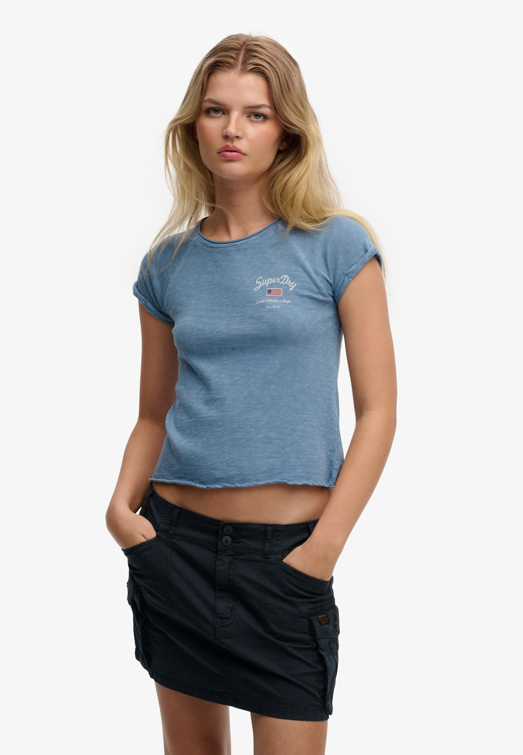 Superdry T-shirt à manches courtes »ATH ESS SLUB GRAPHIC TEE« coton, coupe skinny