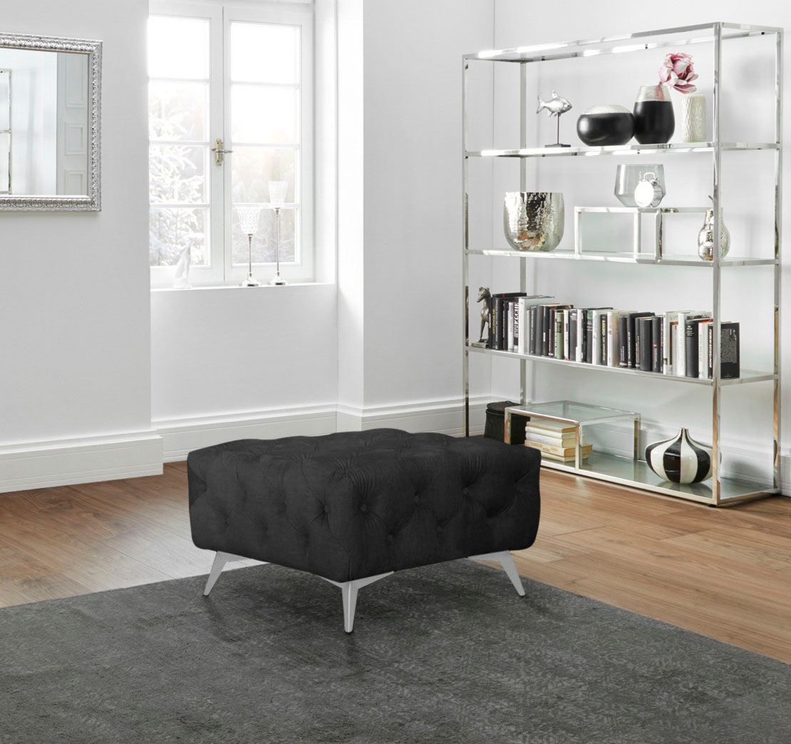 Home affaire Tabouret rembourré »Glynis« aufwändige Knopfheftung, moderne Chesterfield Optik, Fussfarbe wählbar