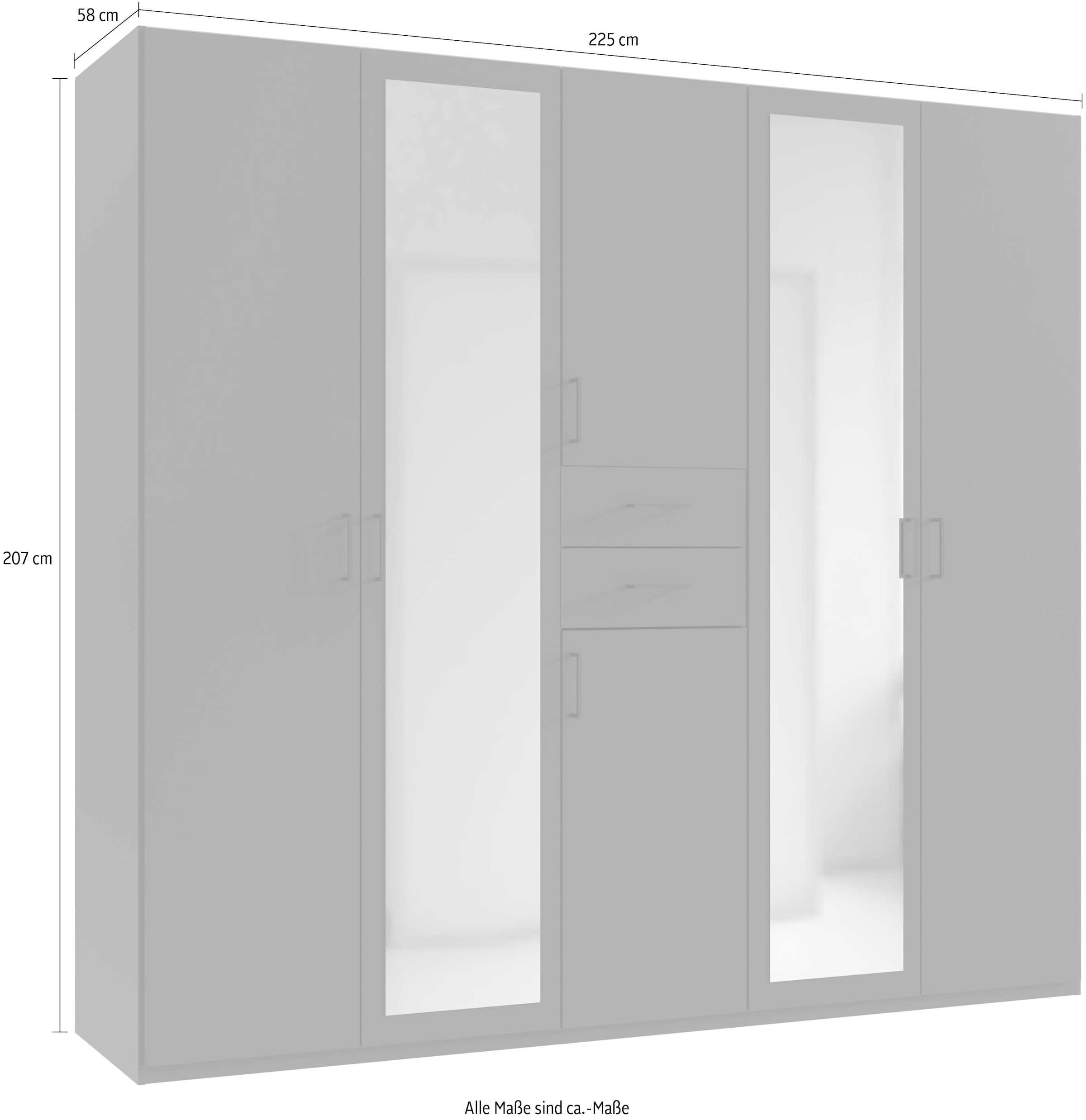 Wimex Kleiderschrank »Diver Drehtürenschrank mit Spiegel, 180, 225 o. 270cm breit« Bestseller Schlafzimmerschrank wahlweise 3 Innenausstattungen