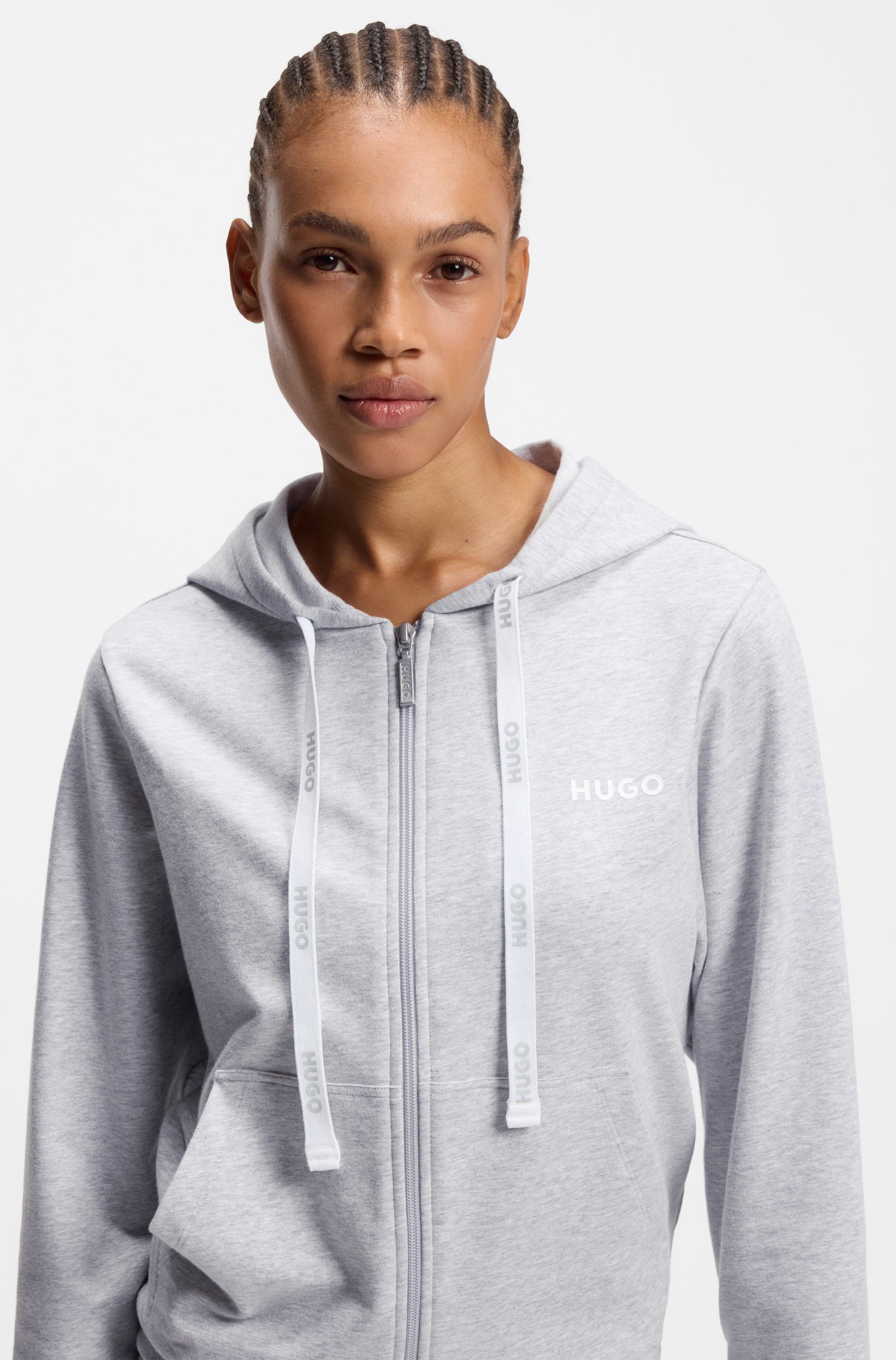 HUGO Underwear Sweatjacke Kapuze, Reissverschluss, gerade geschnitten