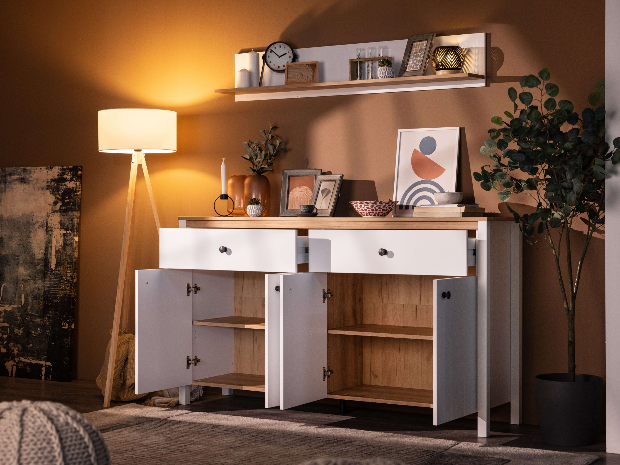 Home affaire Buffet »BEDFORD Kommode, Kombikommode, Anrichte, Schrank« Profil MDF 2D recouvert, marquage à chaud