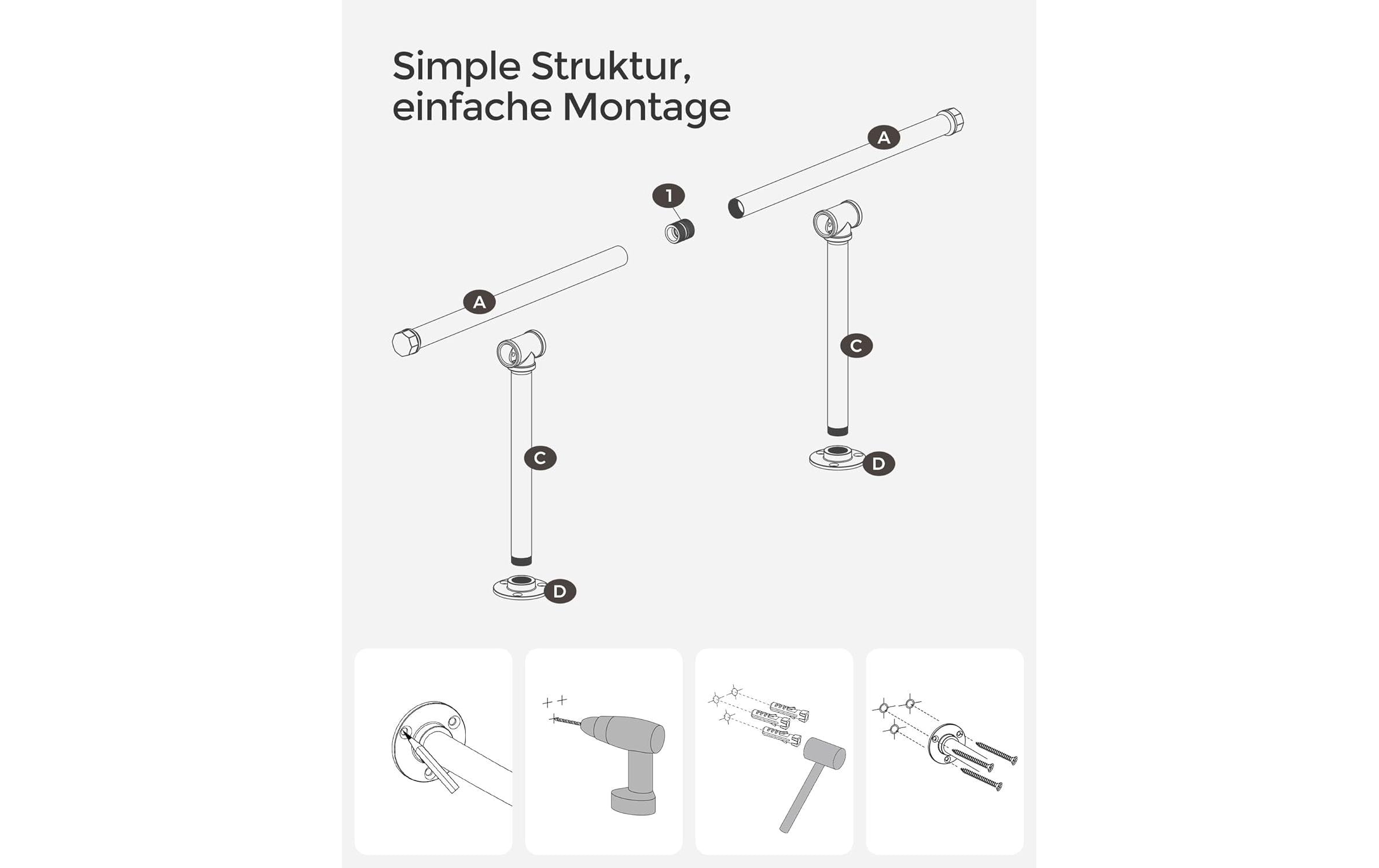 SONGMICS Wandgarderobe »2 Stück 84 cm x 7 cm« 2 Stk. tlg.