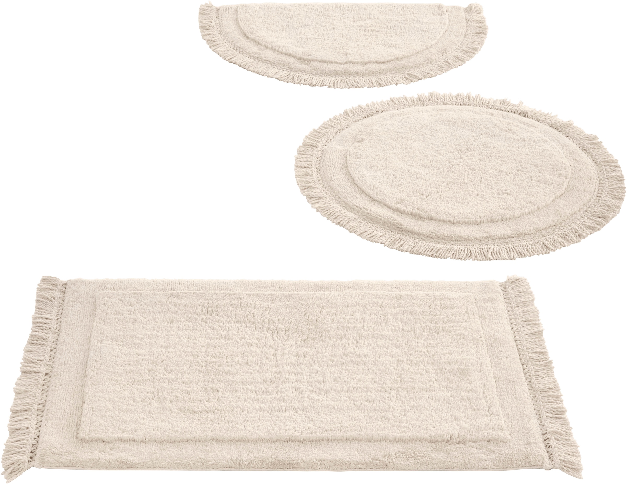 LeGer Home by Lena Gercke Badematte »Tamsin, Badvorleger, Badezimmer Teppich« Höhe 20 mm fussbodenheizungsgeeignet | strapazierfähig mit Fransen, Badteppich, Badematte, Baumwolle