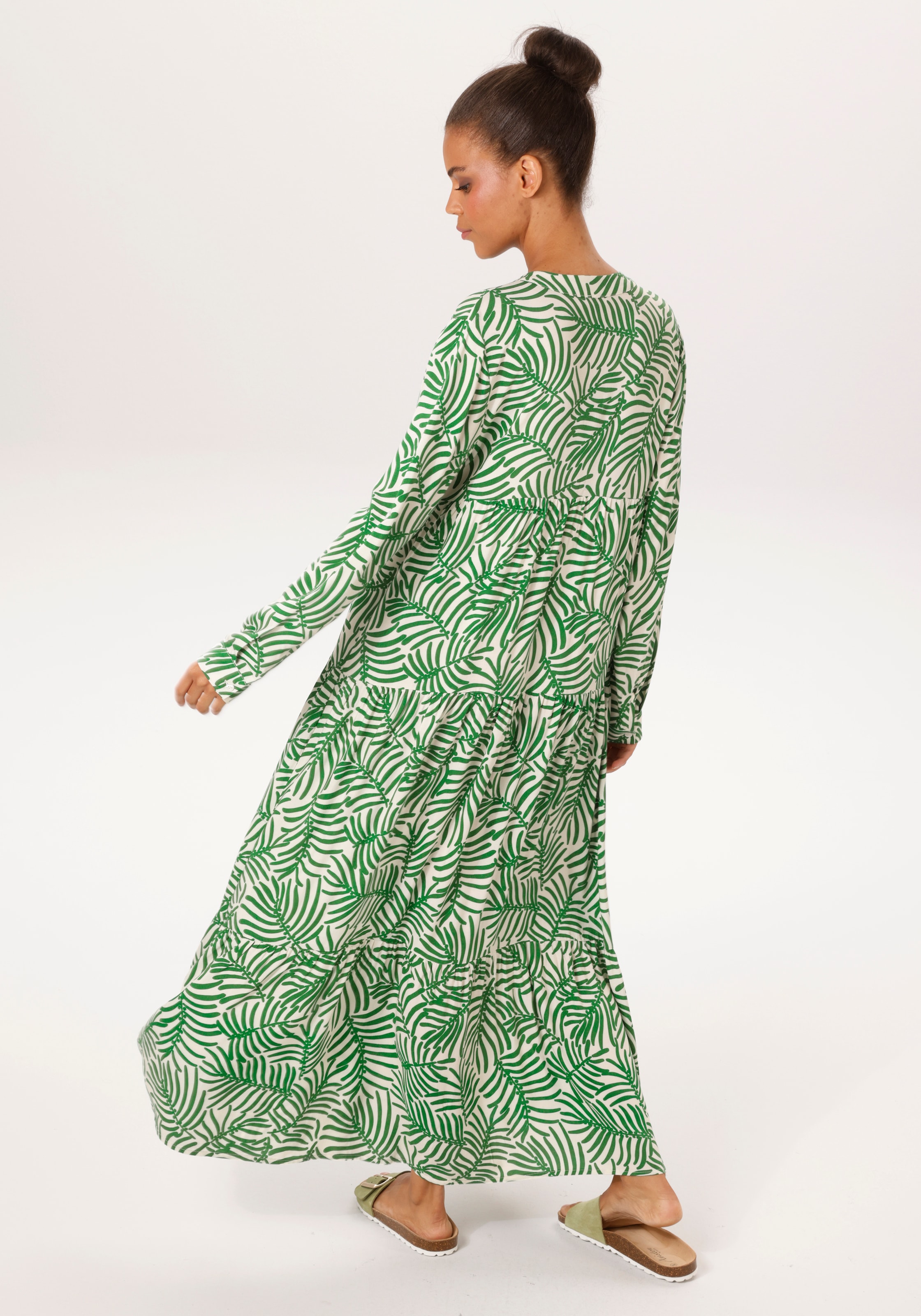 Aniston CASUAL Maxikleid mit grossflächigen, grafischen Blättern bedruckt - NEUE KOLLEKTION