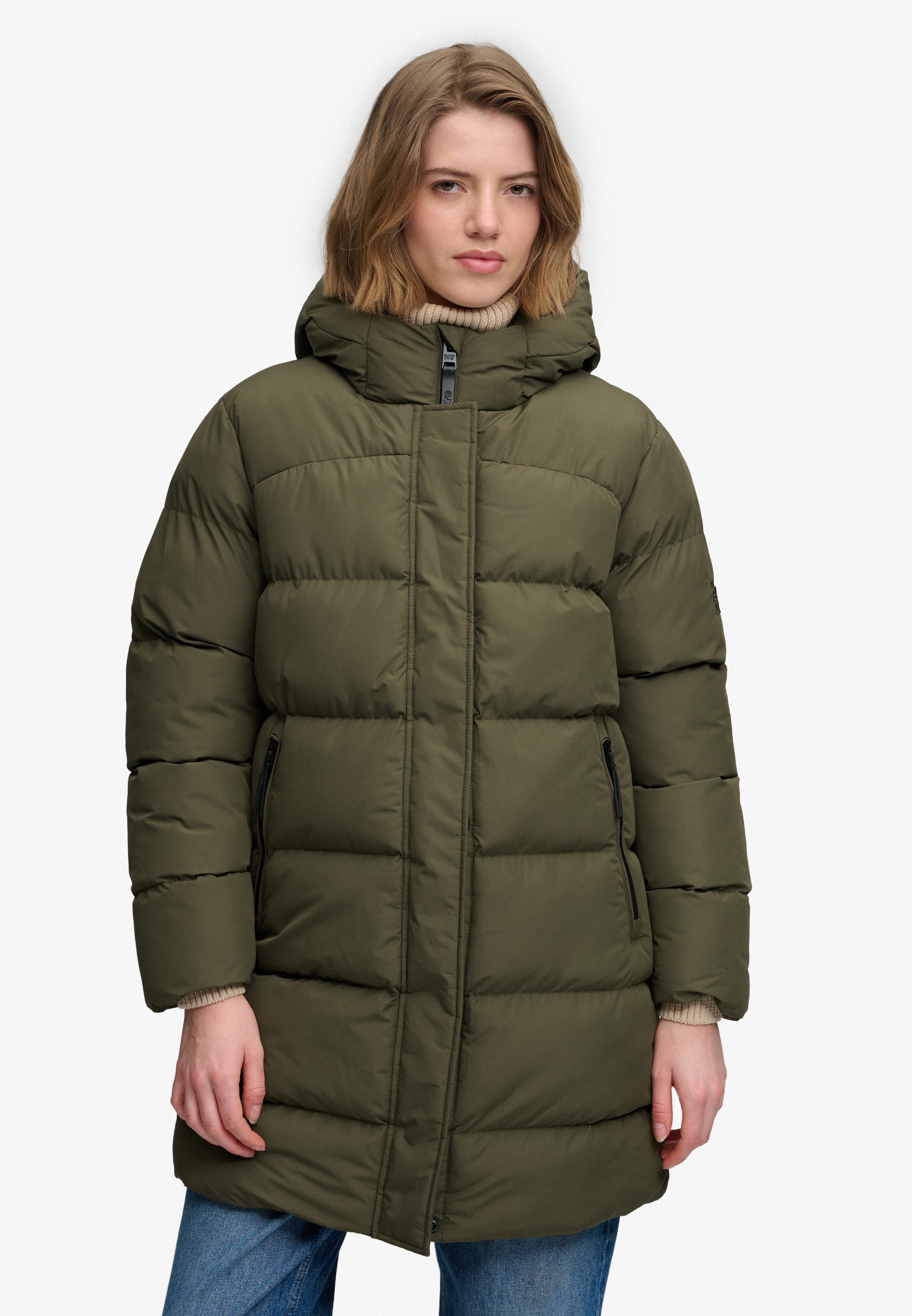 Superdry Veste matelassée »HOODED SPORTS PUFFER MID JKT« fibre synthétique, coupe décontractée