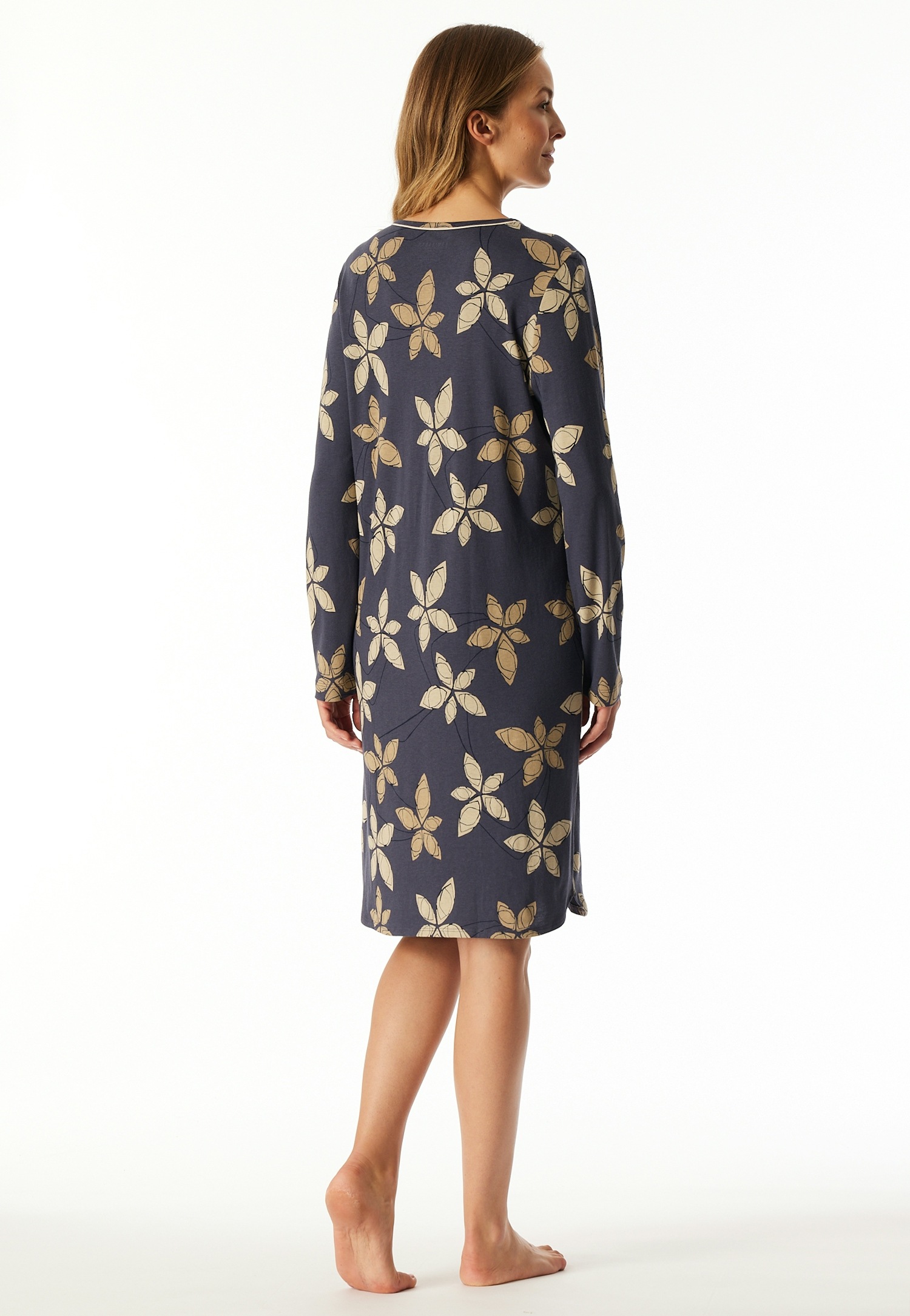 Schiesser Nachthemd »Comfort Nightwear« florales Muster, langärmelig, Single-Jersey, Rundhalsausschnitt