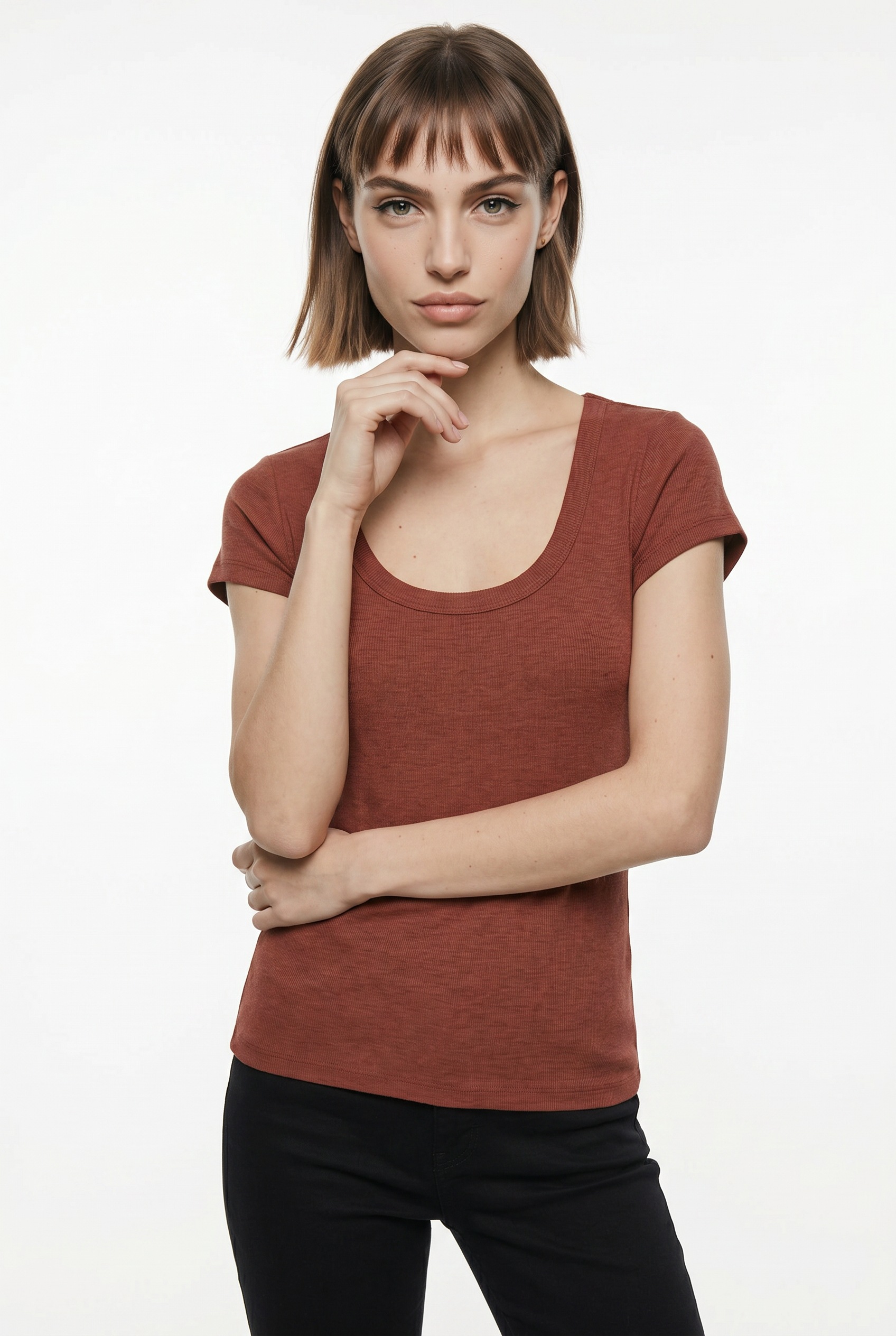 Vero Moda Kurzarmshirt »VMCHLOE CS SHORT U-NECK NOOS« Baumwollmischung
