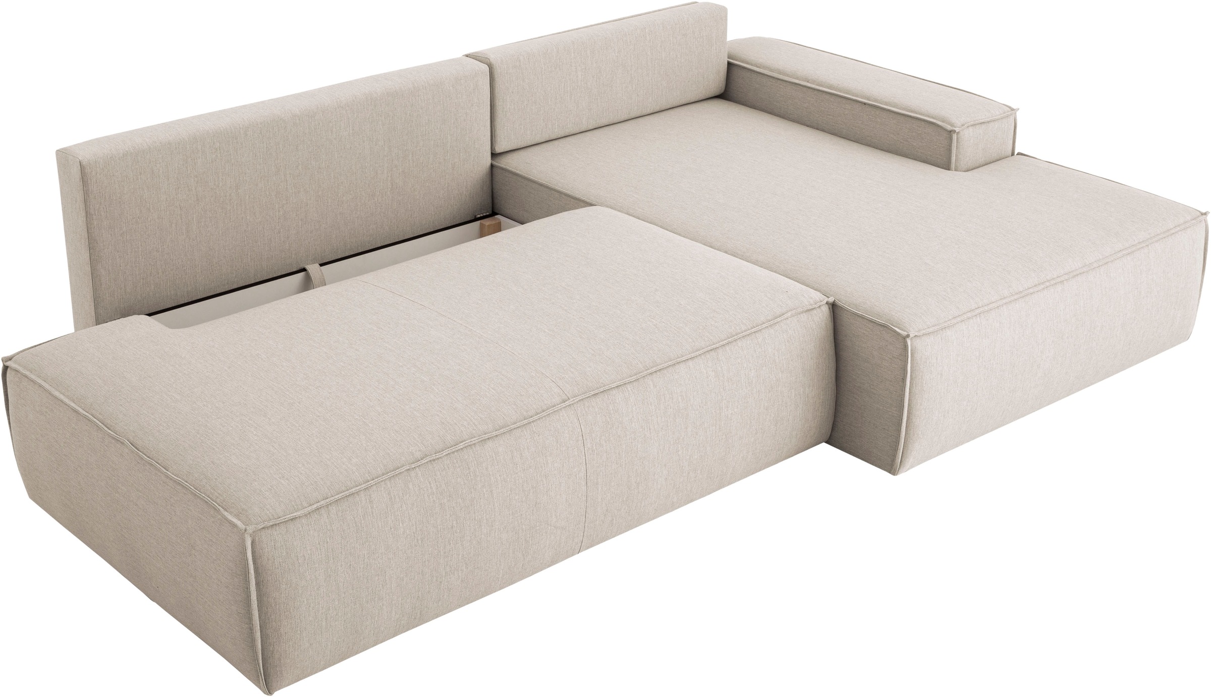 Home affaire Ecksofa »SHERWOOD,  Schlafsofa in L-Form offen (275cm), Cord, Leinenoptik« Schlaffunktion und Bettkasten, Kedernaht, hoher Sitz- & Liegekomfort,
