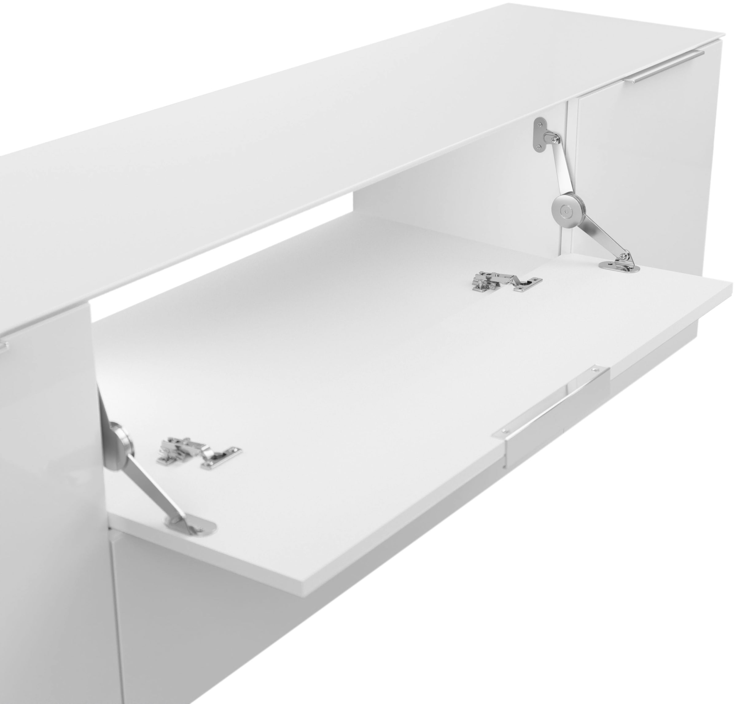 Manjana Möbel Lowboard »mit Chrom oder Schwarz matten Metallgriffen« mit Glasfronten, melaminbeschichtete Oberfläche, Made in Germany