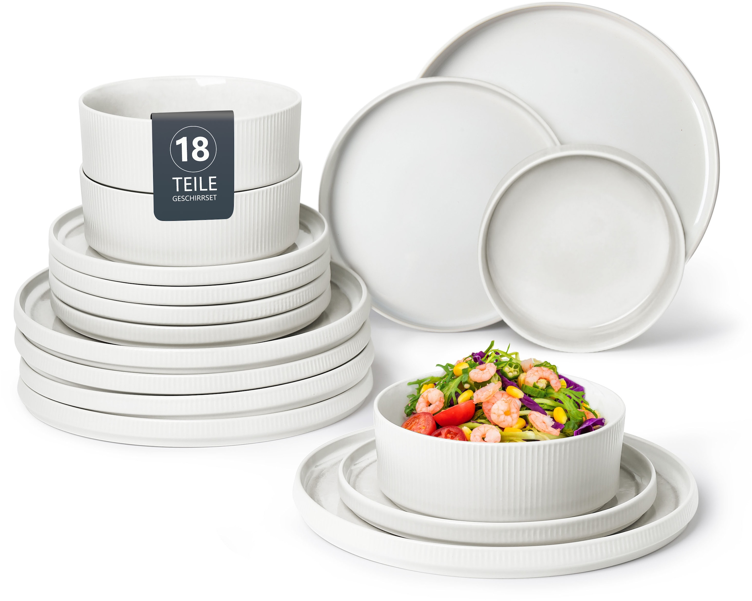 GOODproduct Set de vaisselle »Ylvii, aussen matt, innen reaktiv glasiert« spülmaschinenfest und mikrowellengeeignet