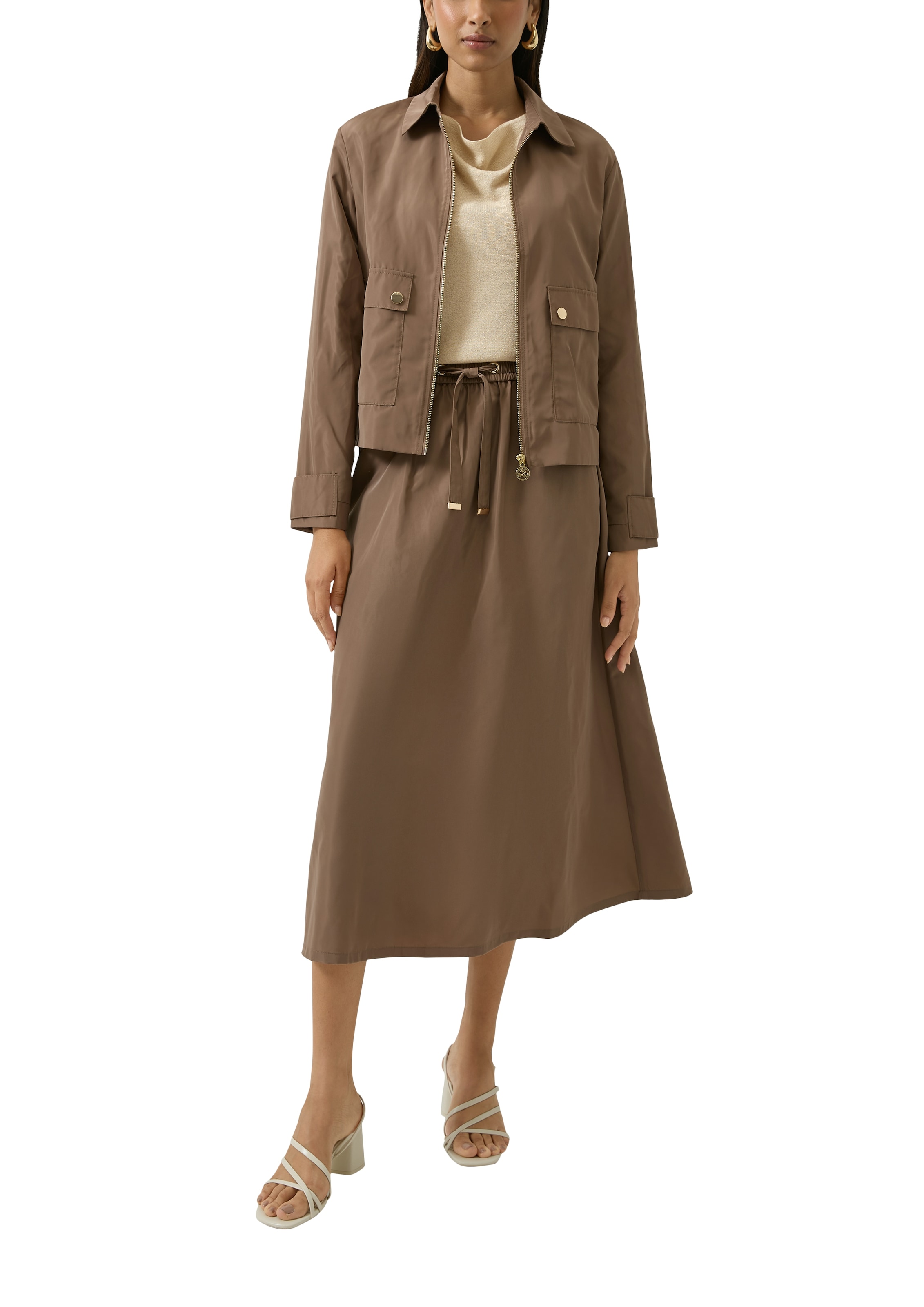 s.Oliver BLACK LABEL Shirt à col rond mit Wasserfall-Kragen und leicht schimmernd