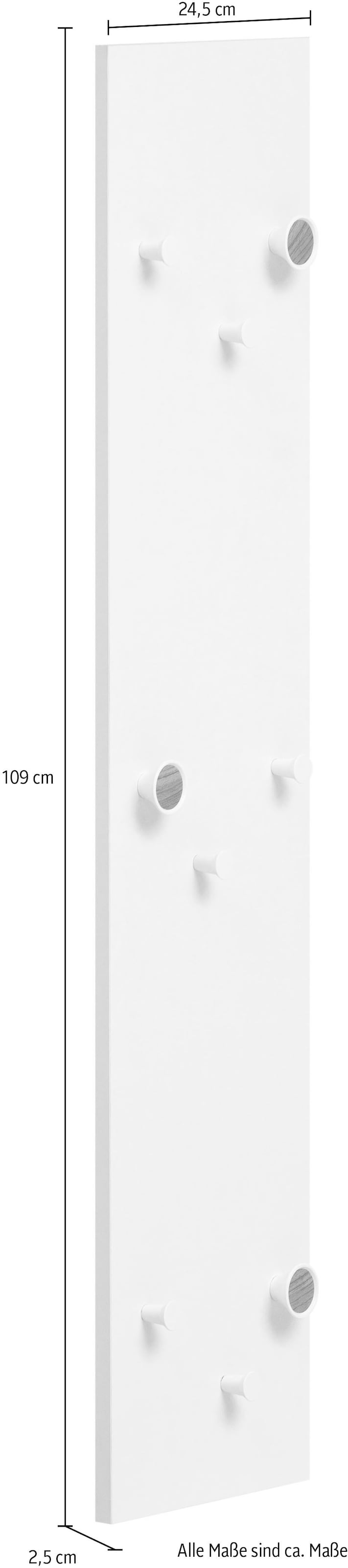 Schildmeyer Panneau de vestiaire »Bjarne, Breite 24 cm« Mit 9 Kleiderhaken, teilweise in Holzoptik