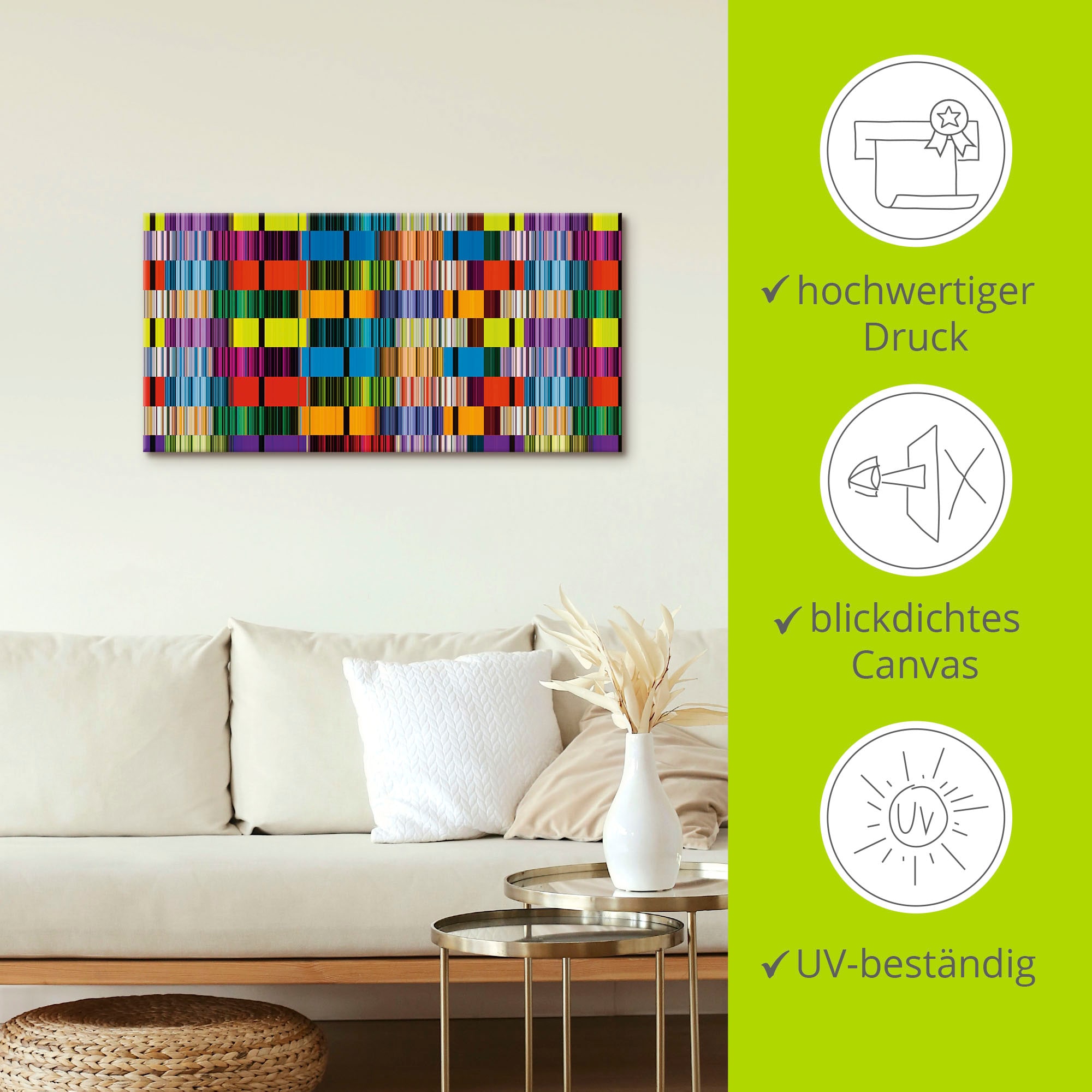 Artland Leinwandbild »Bunte Streifen« Muster 1 Stk. tlg. auf Holzrahmen gespannt