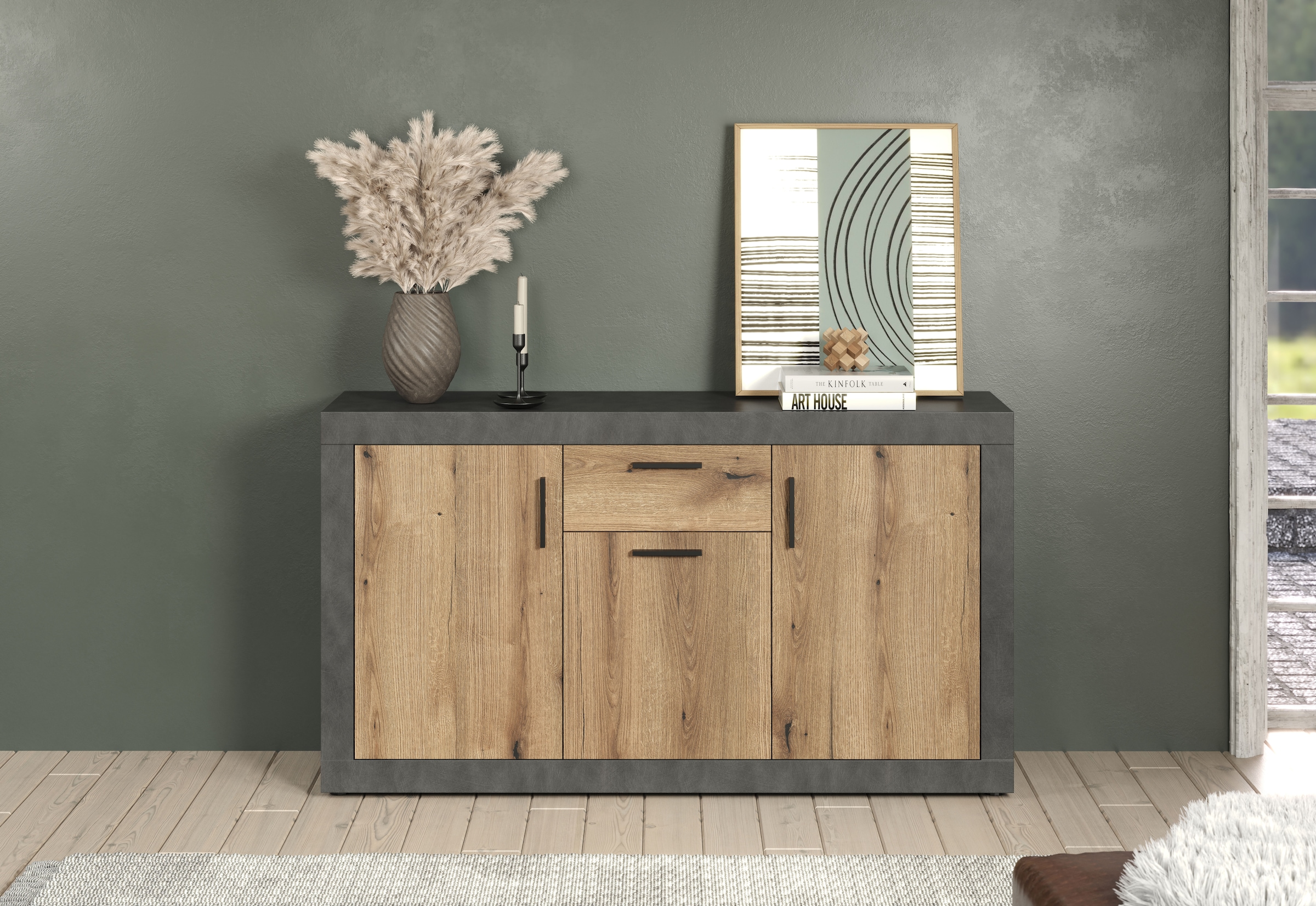 INOSIGN Sideboard »Bergen« Packung, 1 cuis tlg. Sideboard mit 3 Türen & 1 Schublade - (B/T/H) 149/40/83 cm