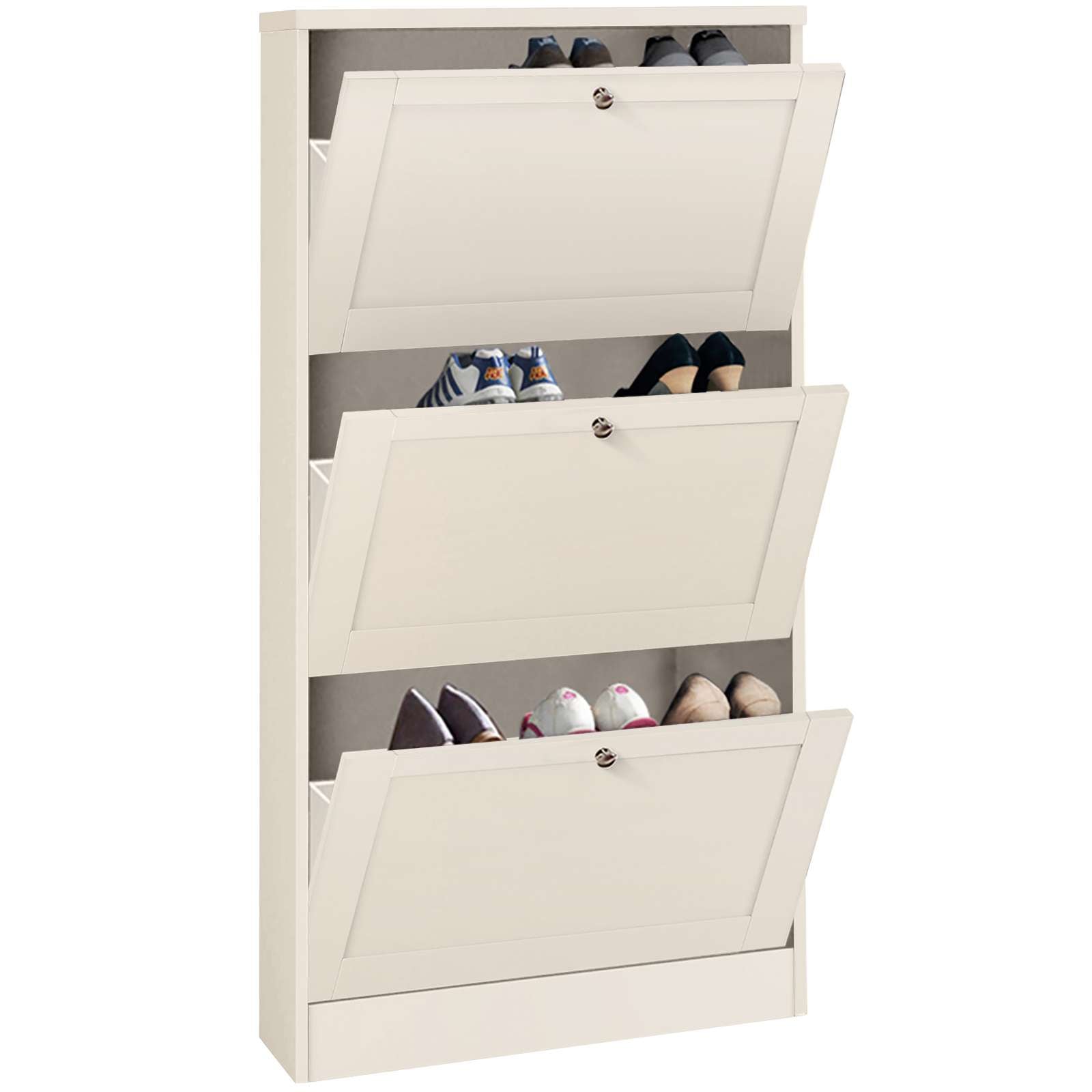 GOODproduct Armoire à chaussures »Heide« Largeur 70 cm, avec 3 volets et façade facettée, hauteur env. 130 cm