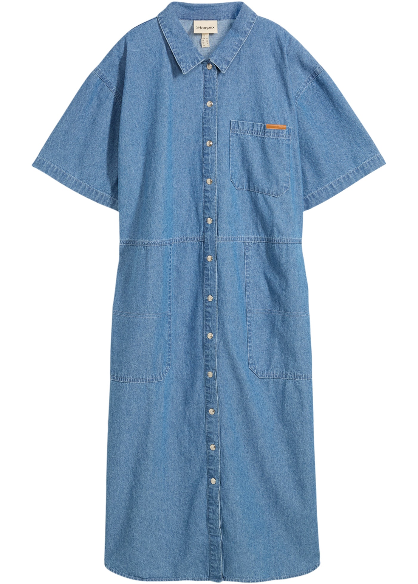 bonprix Jeanskleid »Jeanskleid, Oversized« 2 Stk. tlg. Brusttasche für lässigen Look, aus Baumwolle, Oversize-Passform