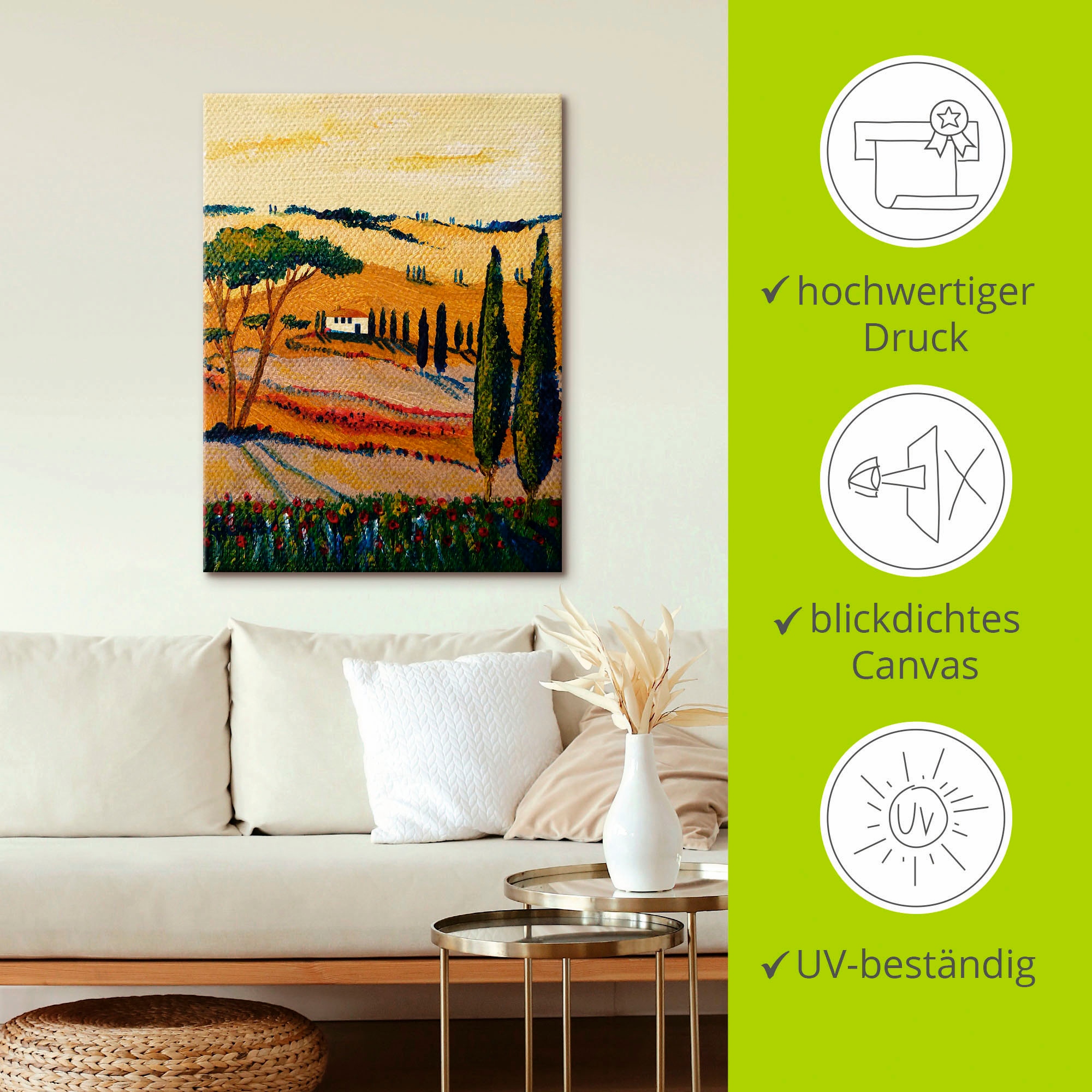 Artland Wandbild »Mein Traum von der Toskana« Europa 1 Stk. tlg. als Leinwandbild in verschied. Grössen