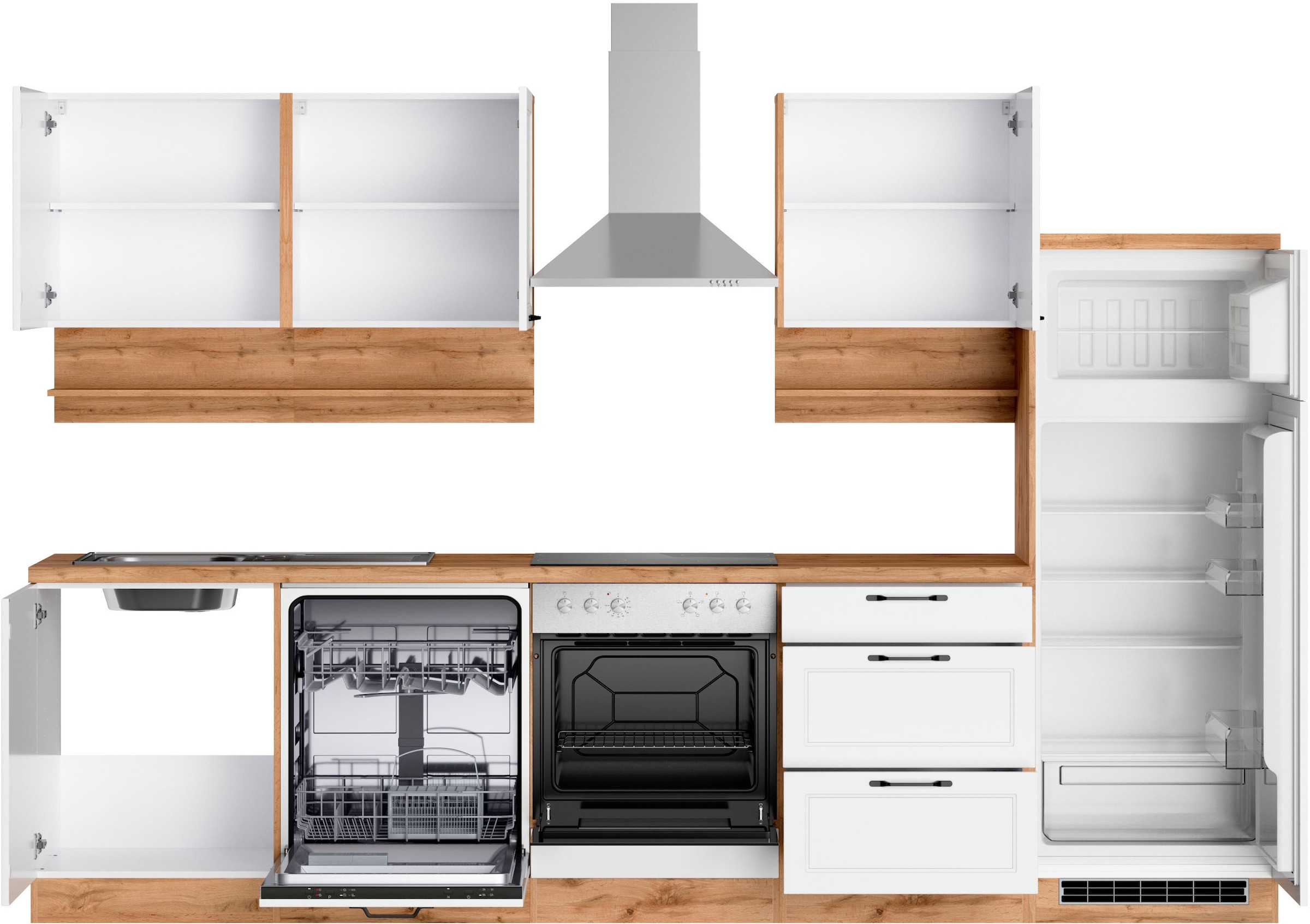 KOCHSTATION Kitchenette »KS-Lana« largeur 300 cm, avec ou sans appareils électriques au choix