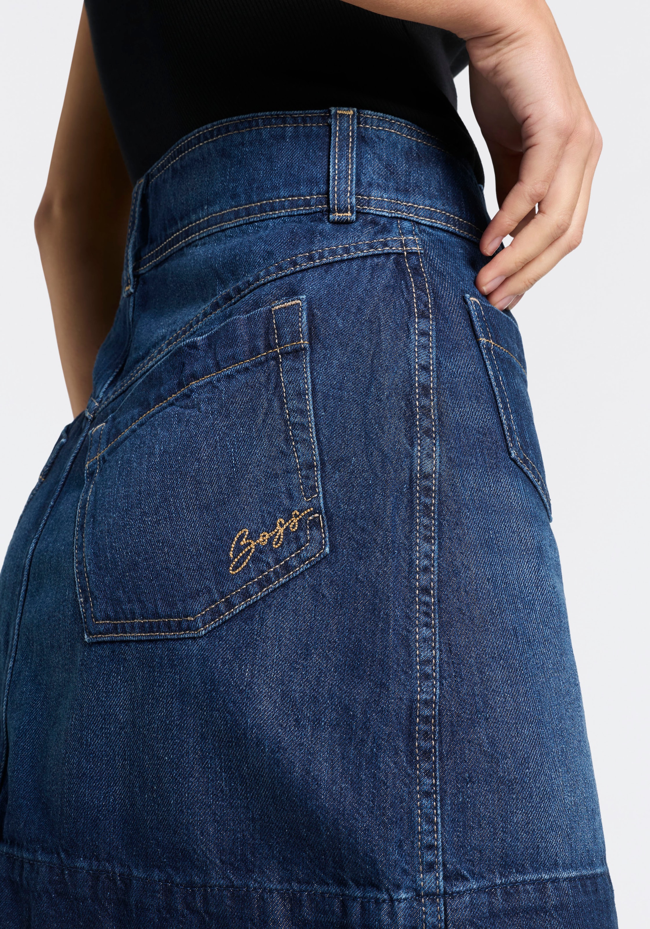 BOSS ORANGE Minirock »MINI SKIRT 1.0 Premium Damenmode« im 70s Look, mit hohem Bund