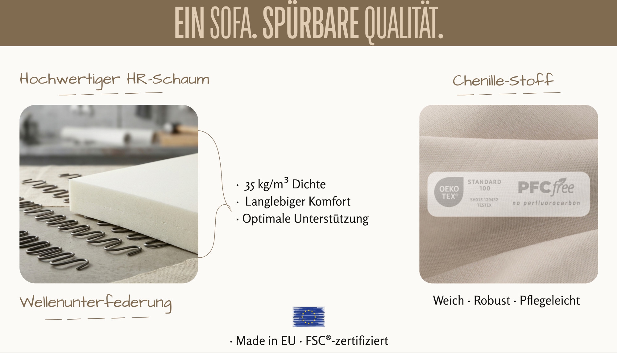 GOODproduct 2-Sitzer »Jorrena, extra weicher Chenille-Stoff« Kompaktsofa, 3 Komfortstufen, Breite 226 cm, mit Wellenunterfederung
